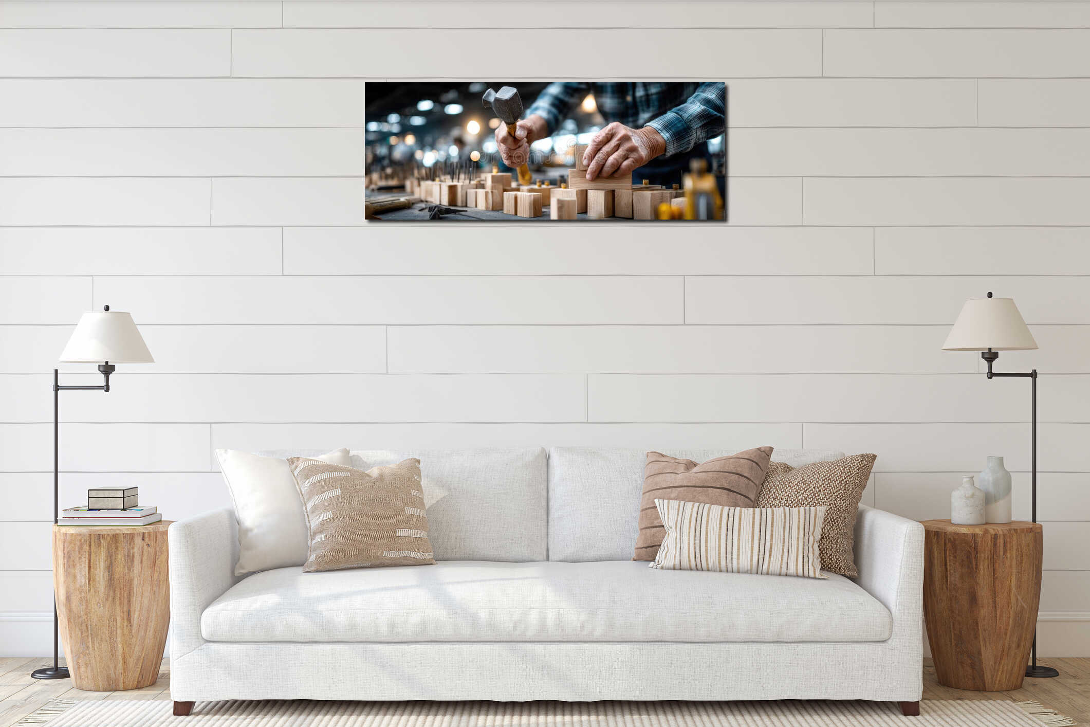 Canvas hanging interior mockup