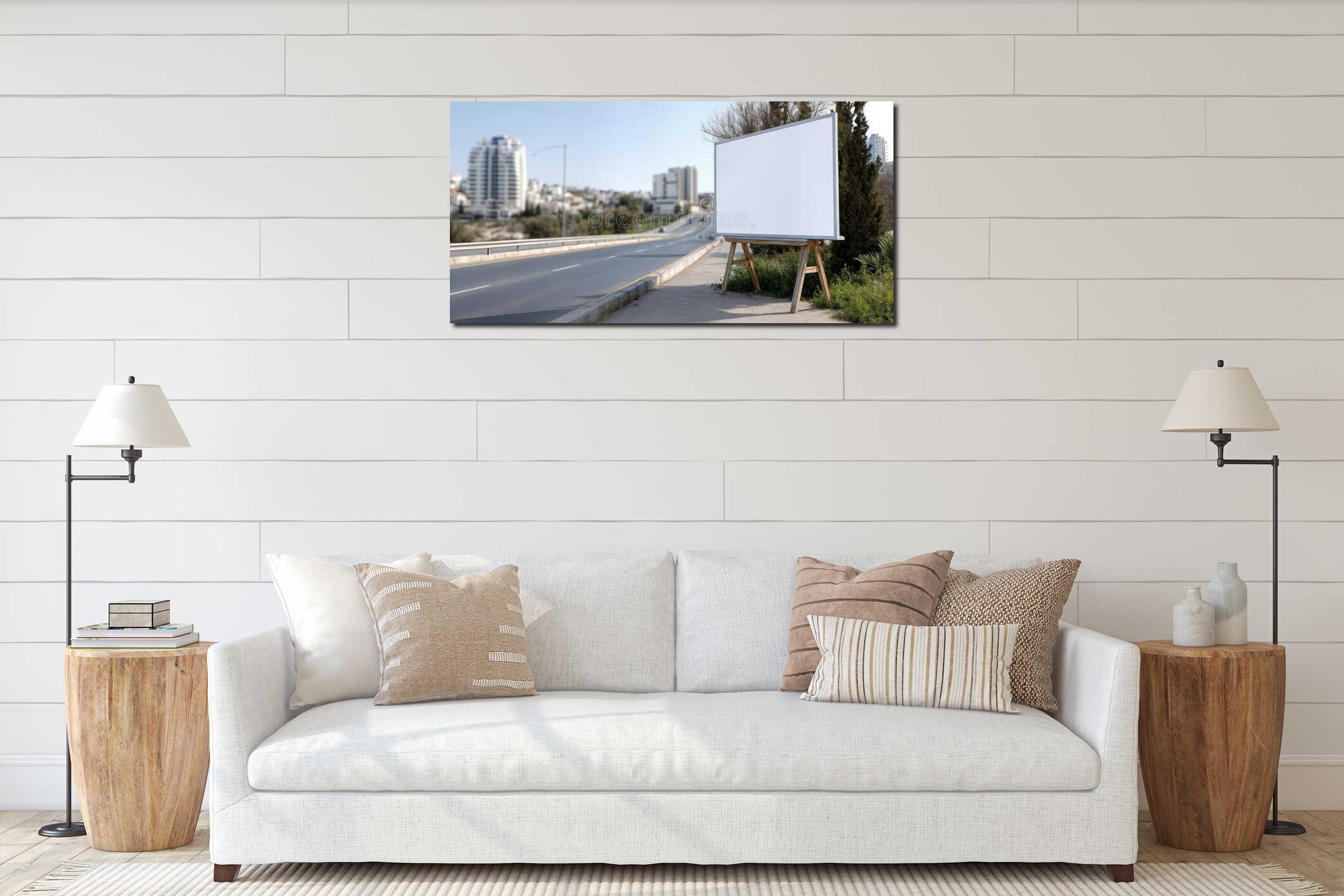 Canvas hanging interior mockup