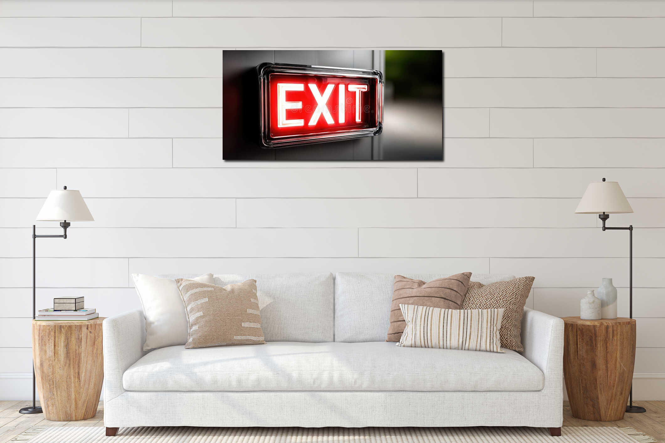 Canvas hanging interior mockup