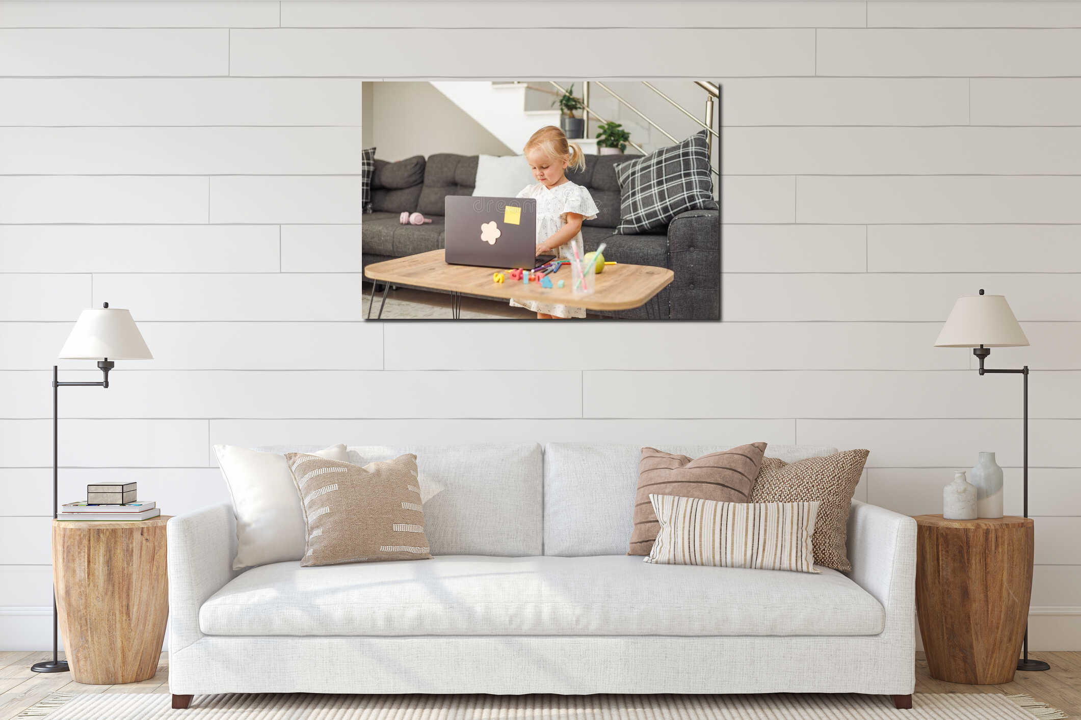 Canvas hanging interior mockup