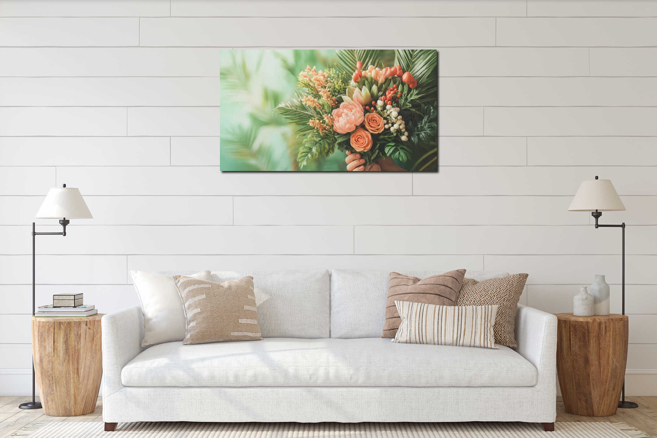 Canvas hanging interior mockup