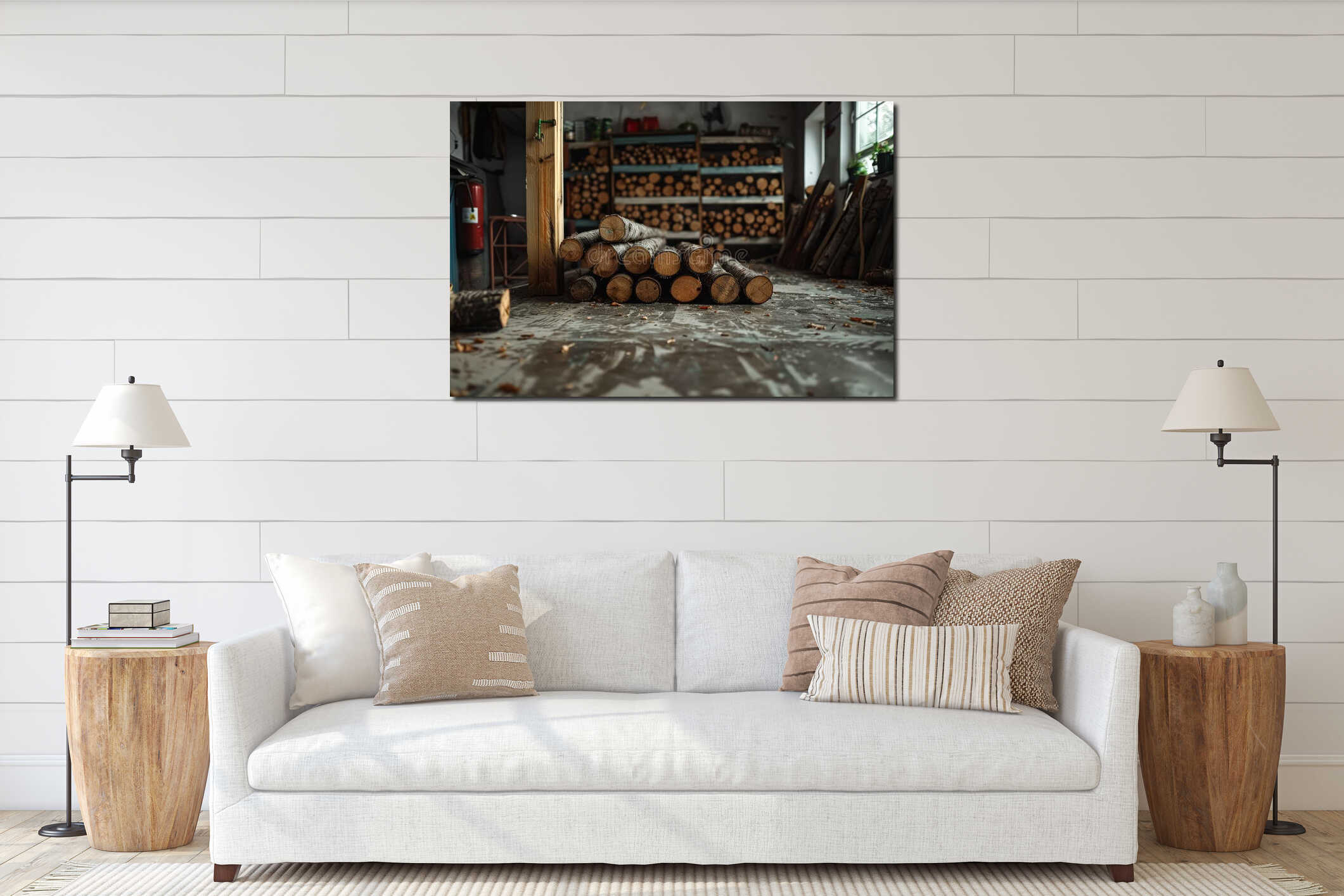 Canvas hanging interior mockup