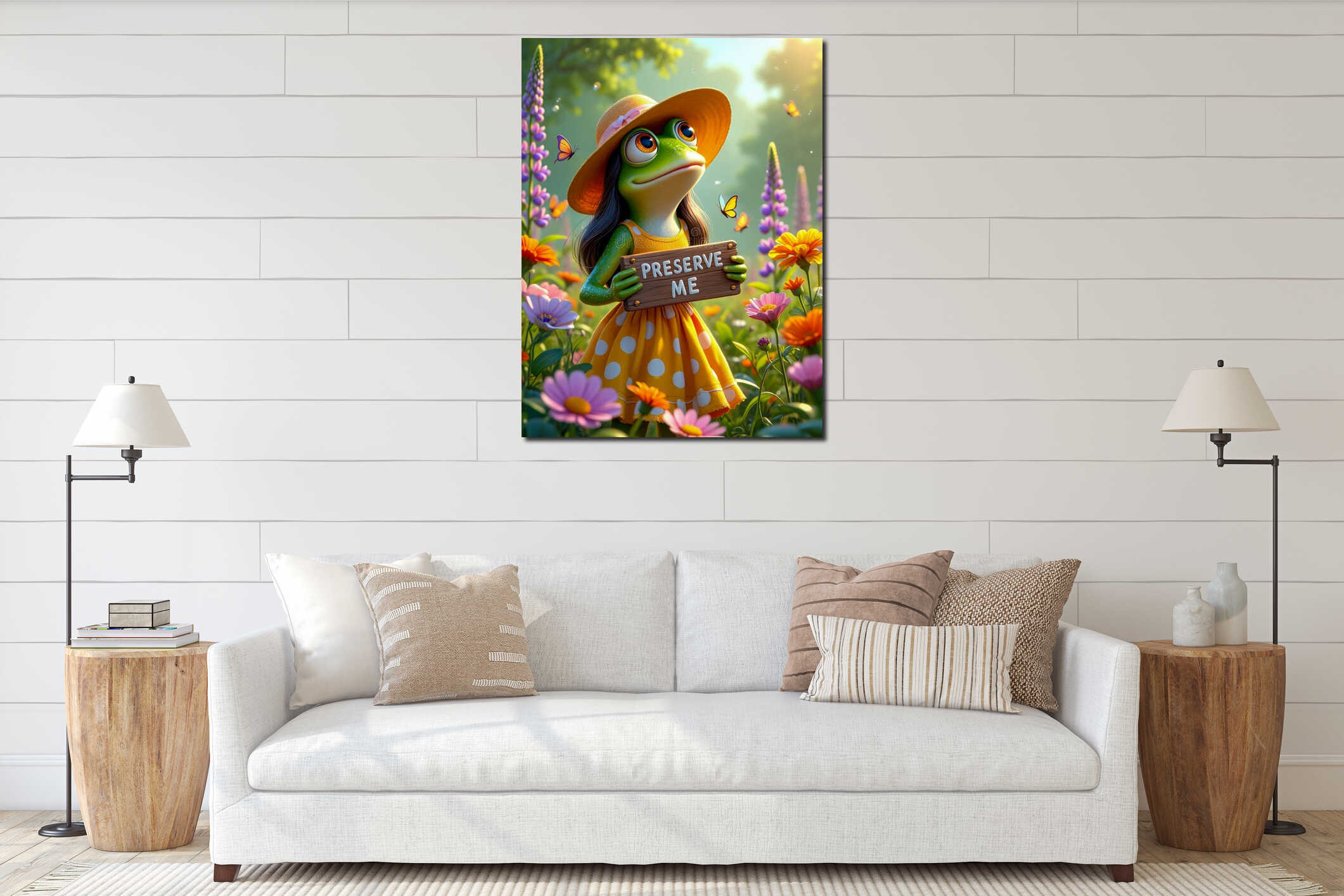 Canvas hanging interior mockup