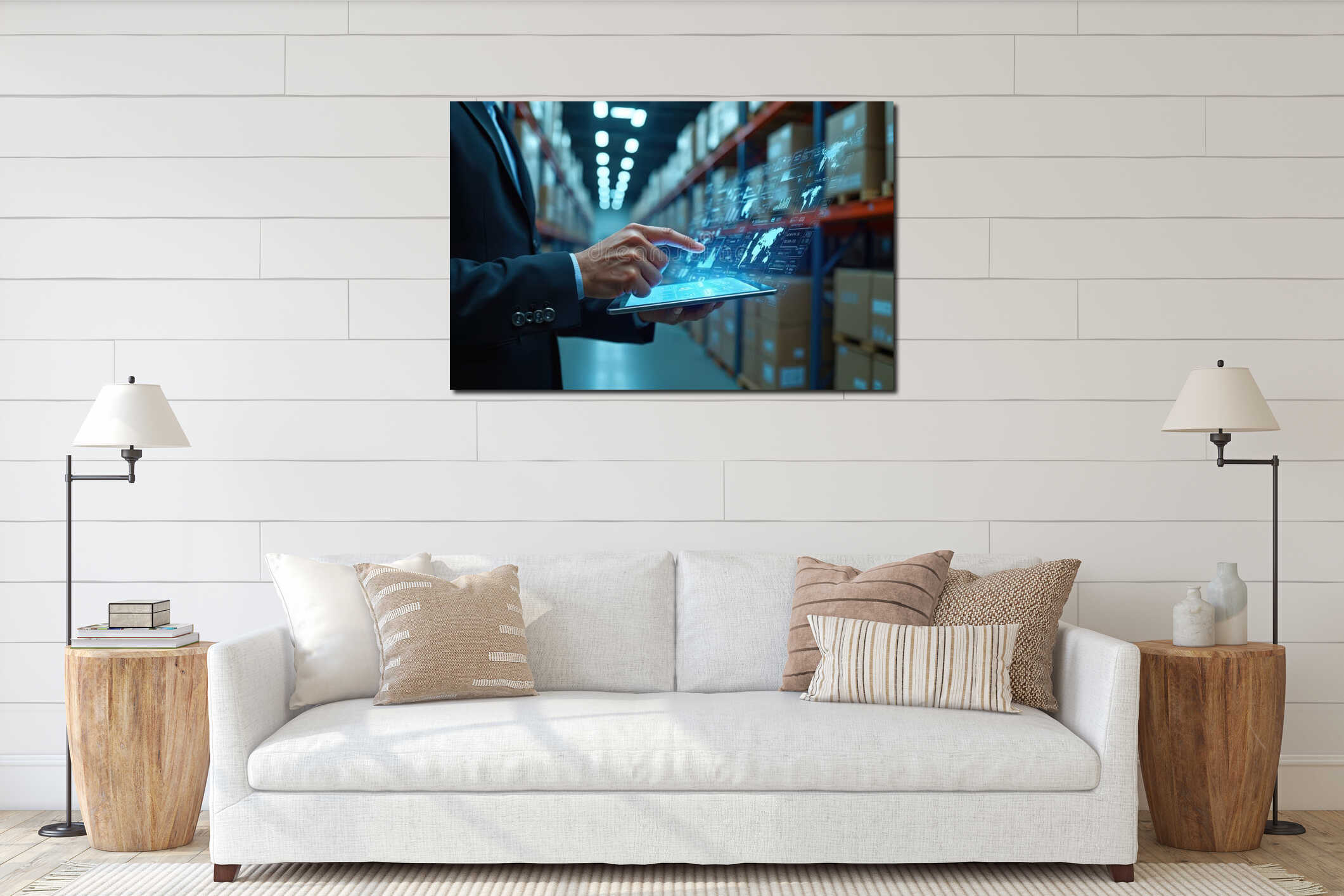 Canvas hanging interior mockup