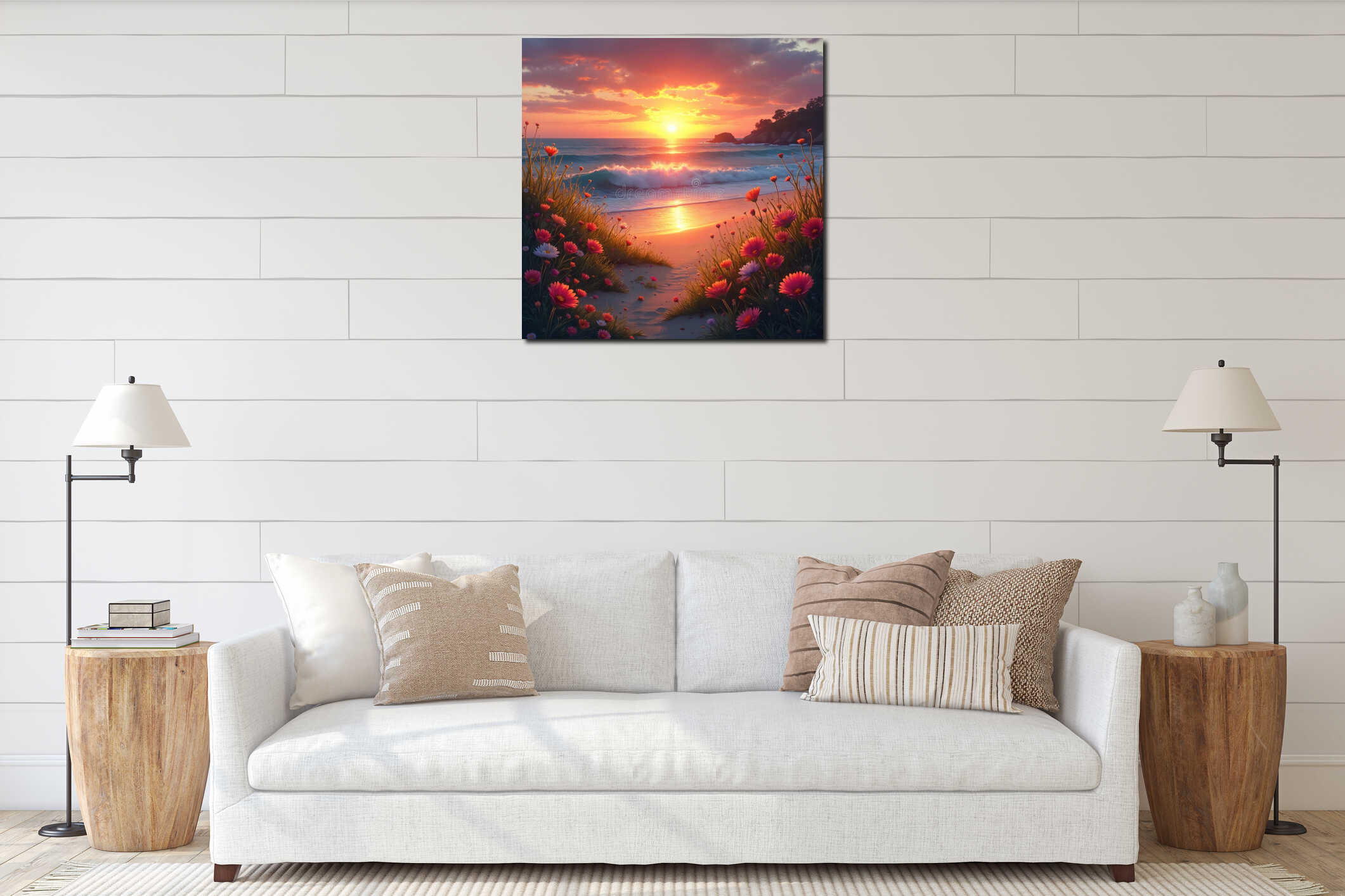 Canvas hanging interior mockup