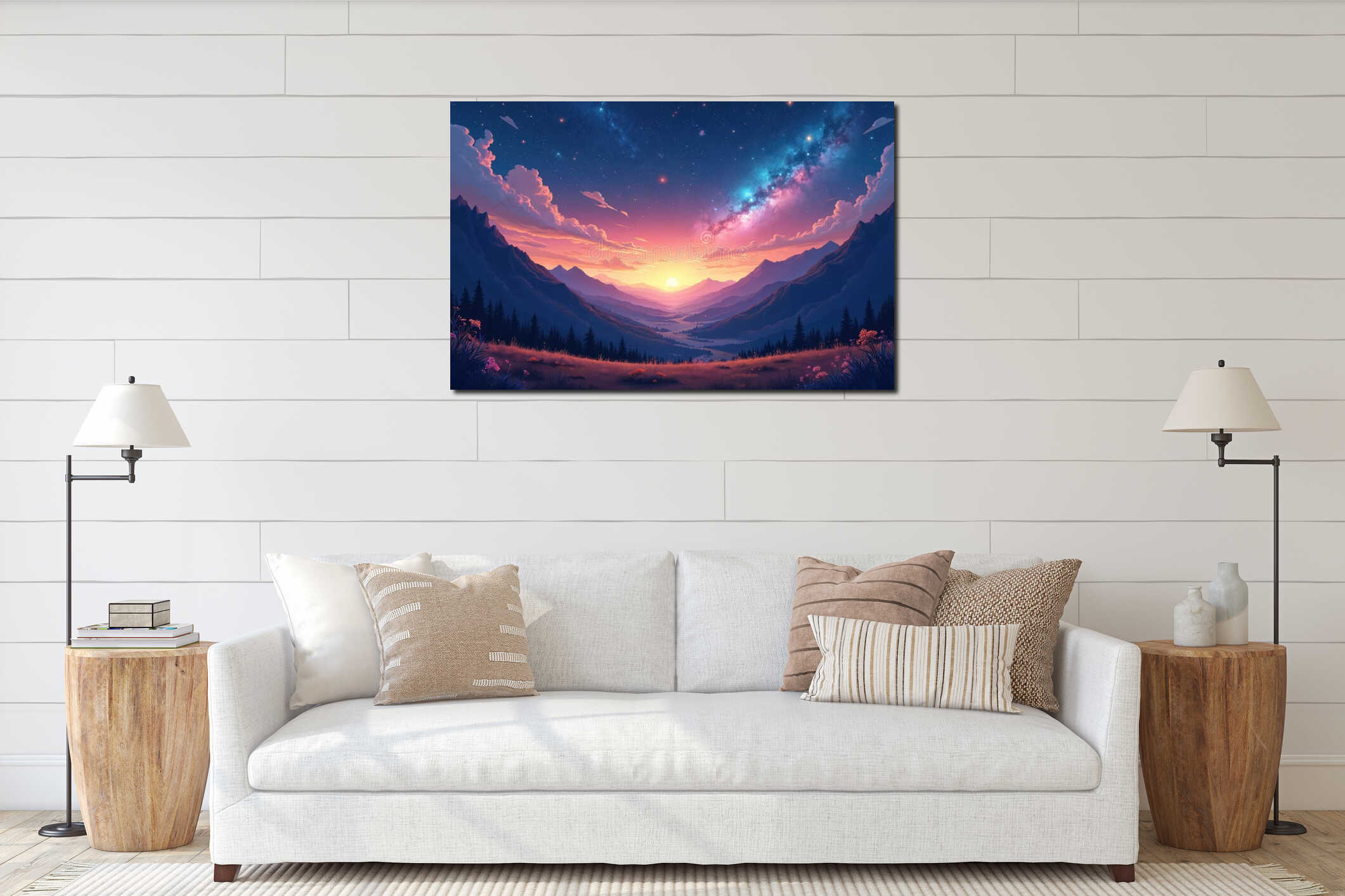 Canvas hanging interior mockup