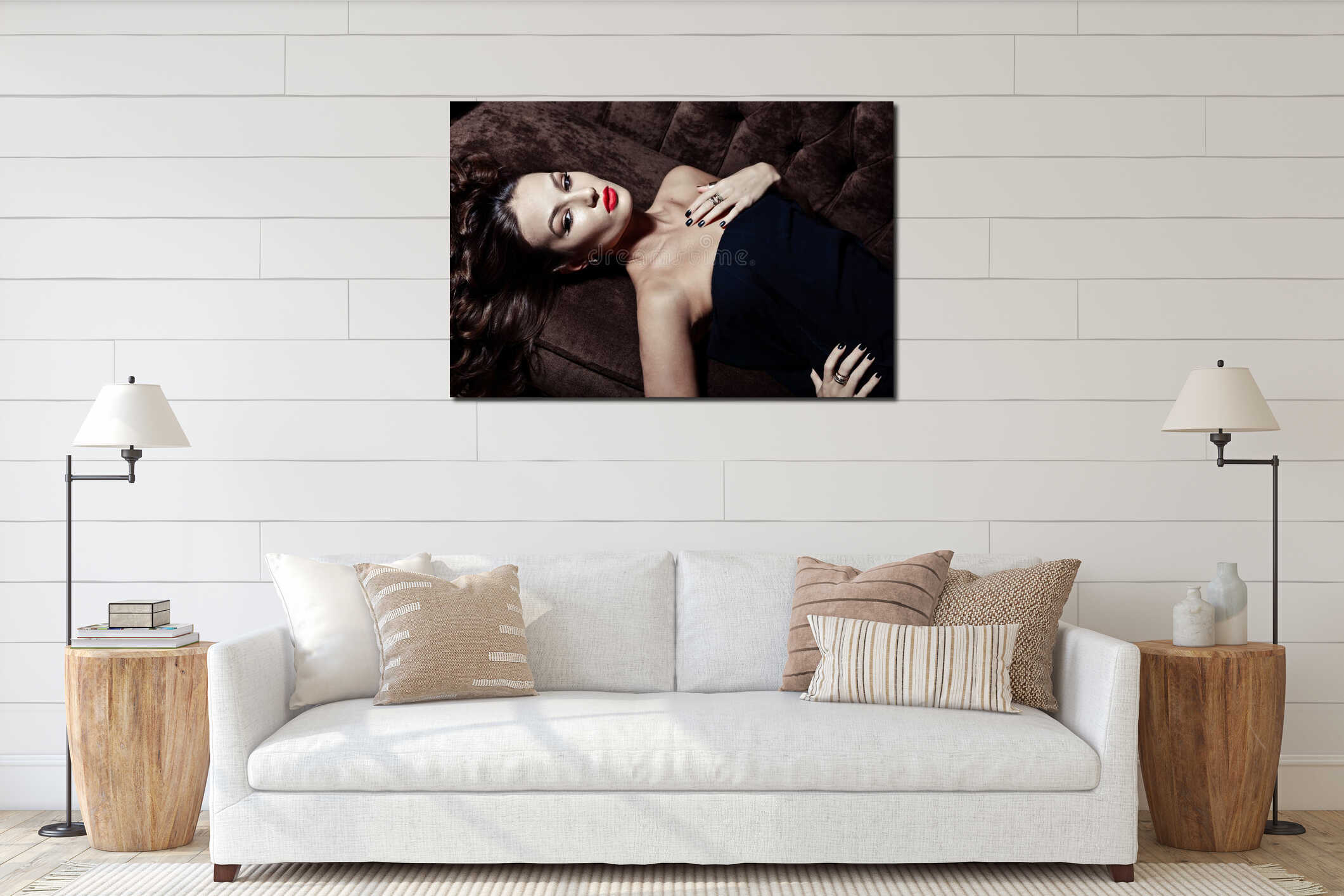 Canvas hanging interior mockup