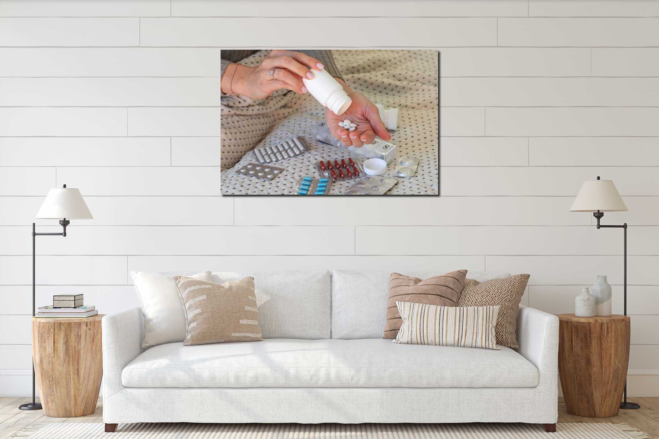 Canvas hanging interior mockup