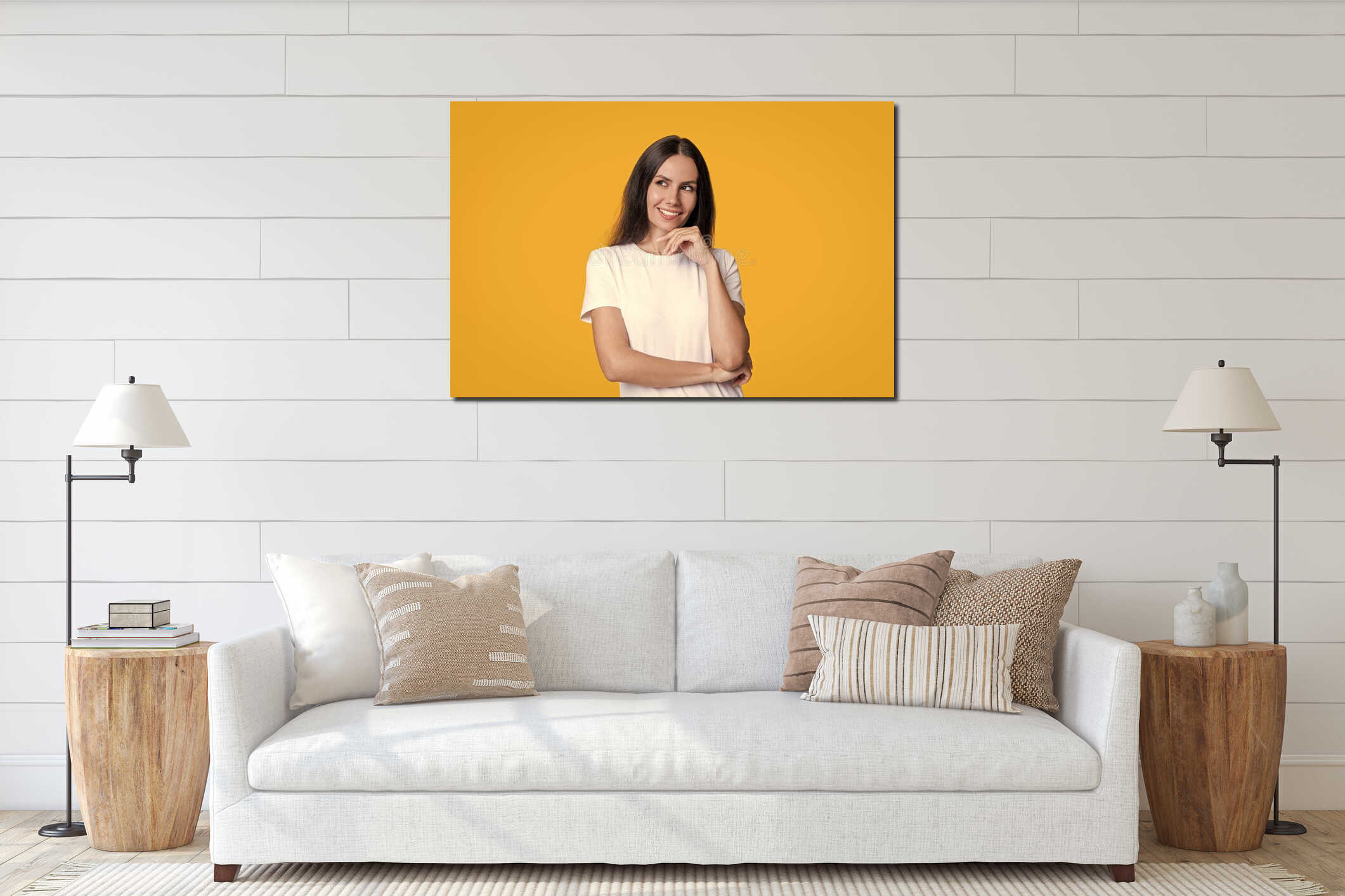 Canvas hanging interior mockup