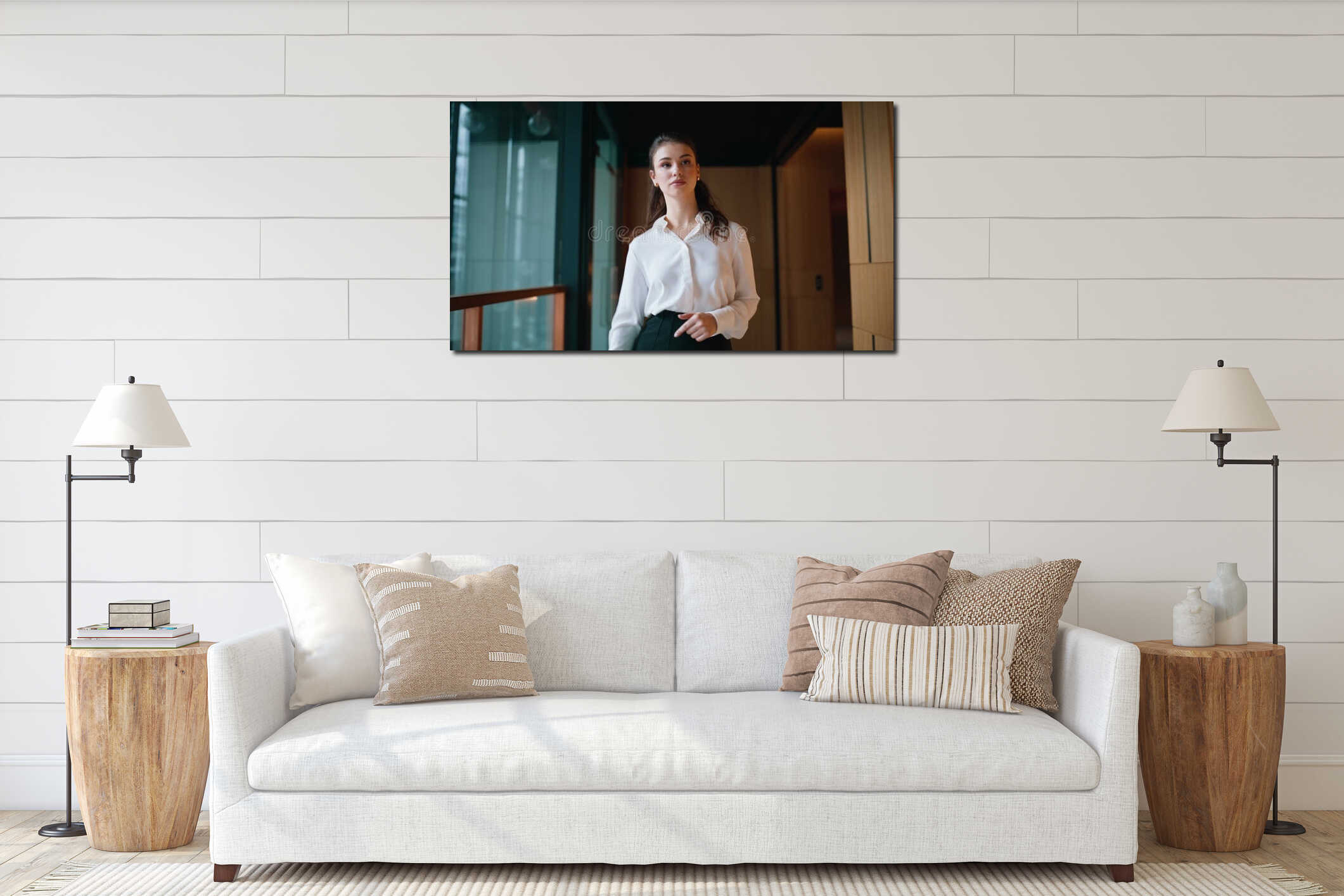 Canvas hanging interior mockup