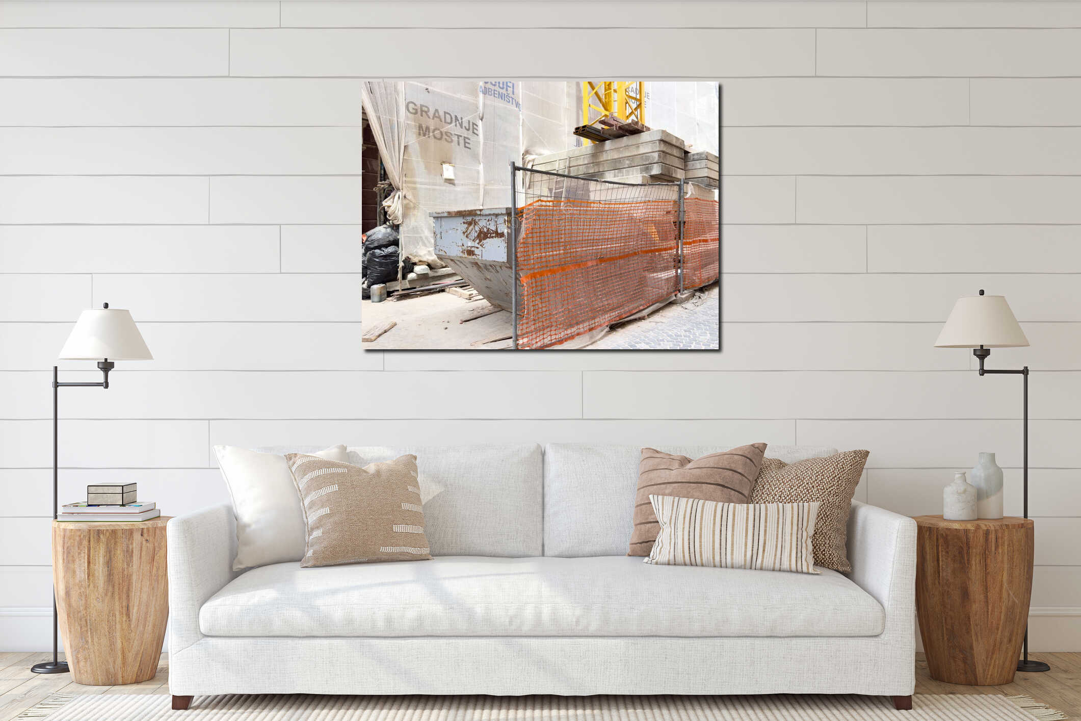 Canvas hanging interior mockup