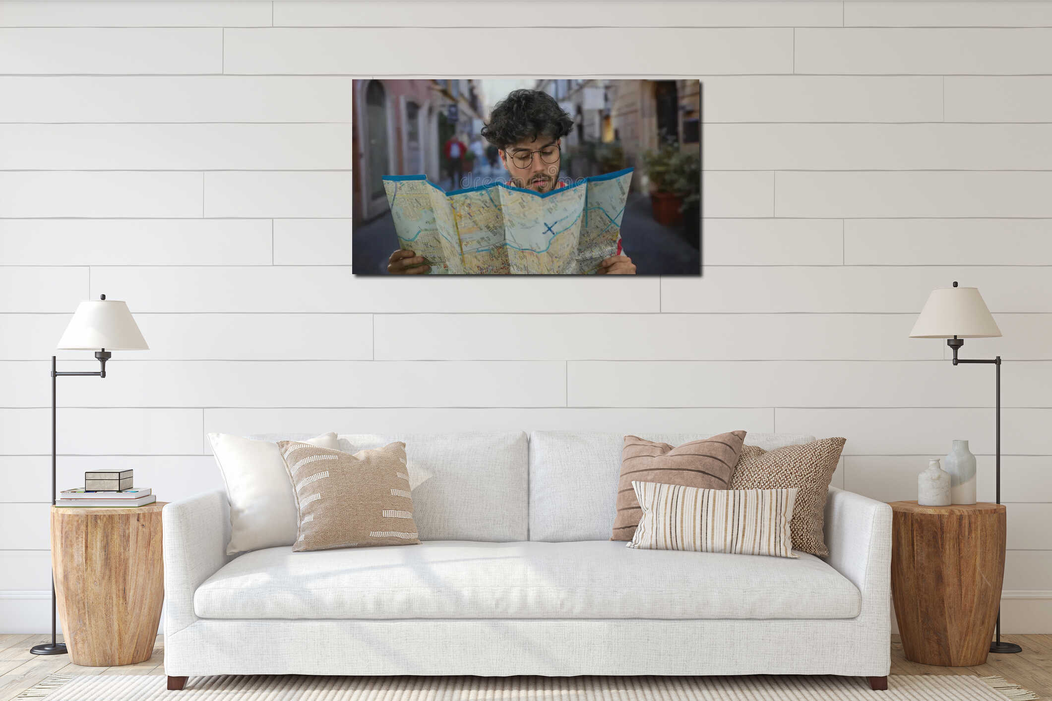 Canvas hanging interior mockup
