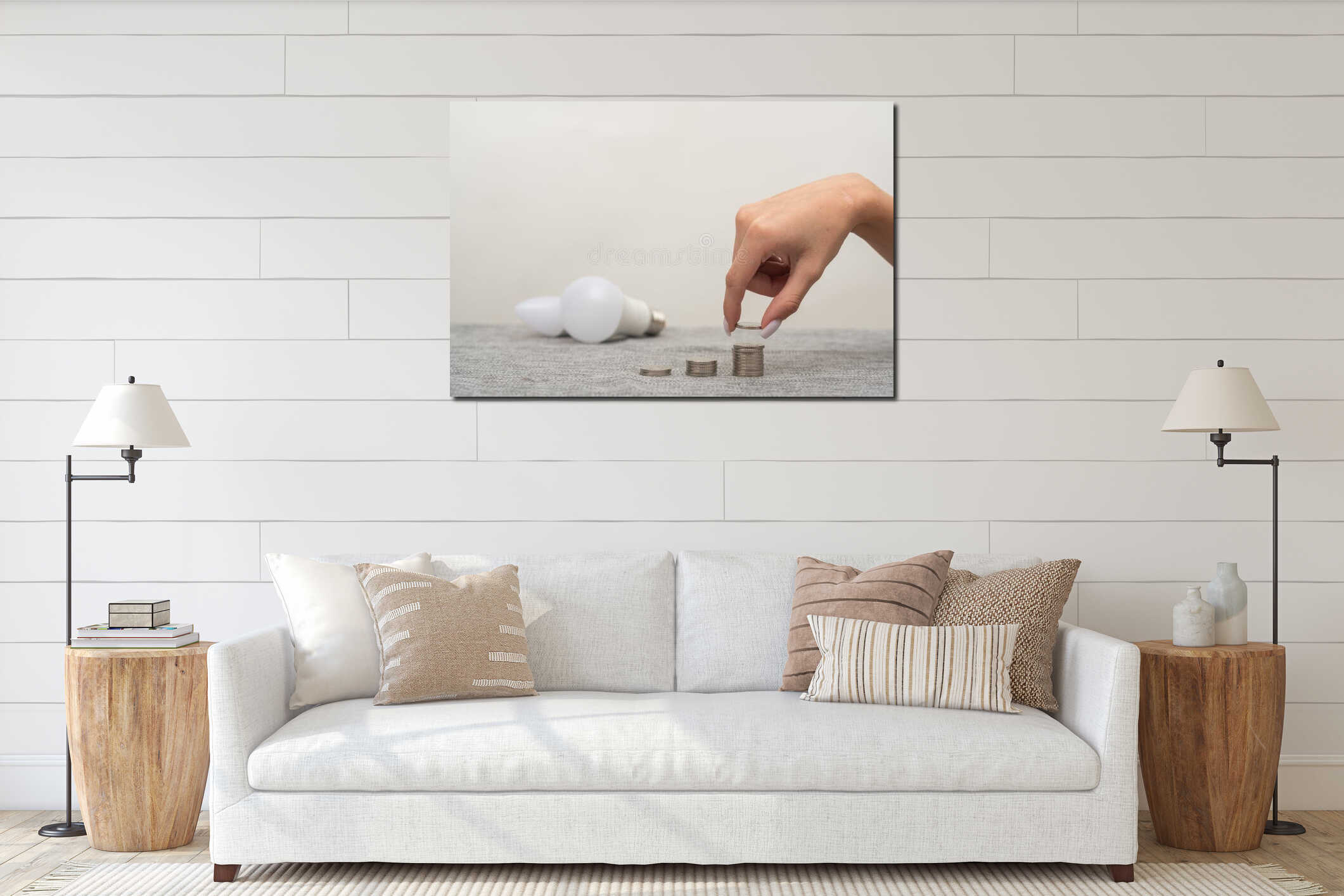 Canvas hanging interior mockup