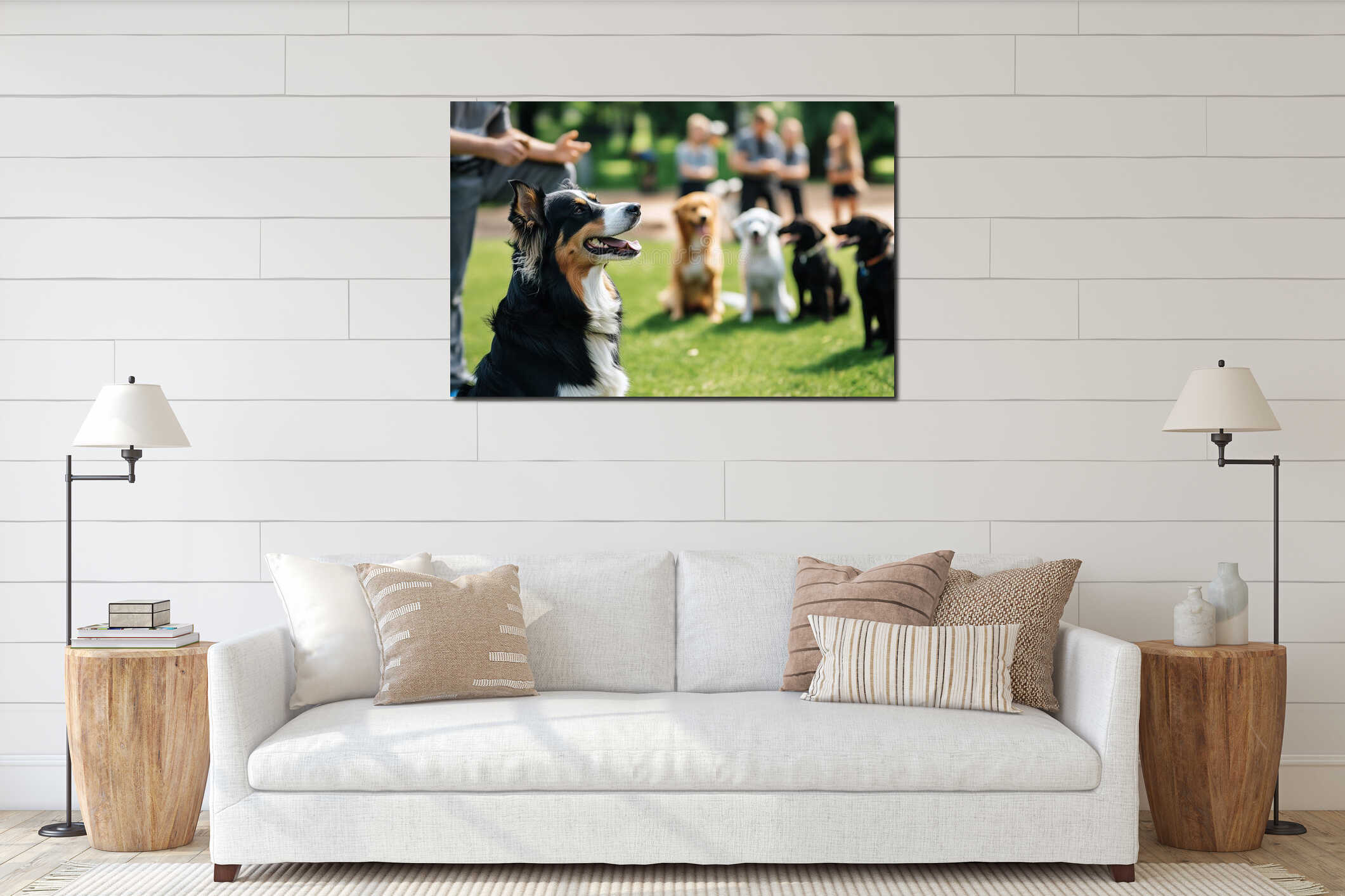 Canvas hanging interior mockup