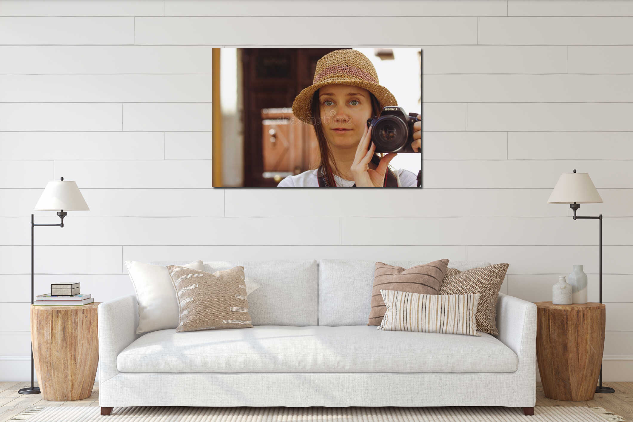 Canvas hanging interior mockup