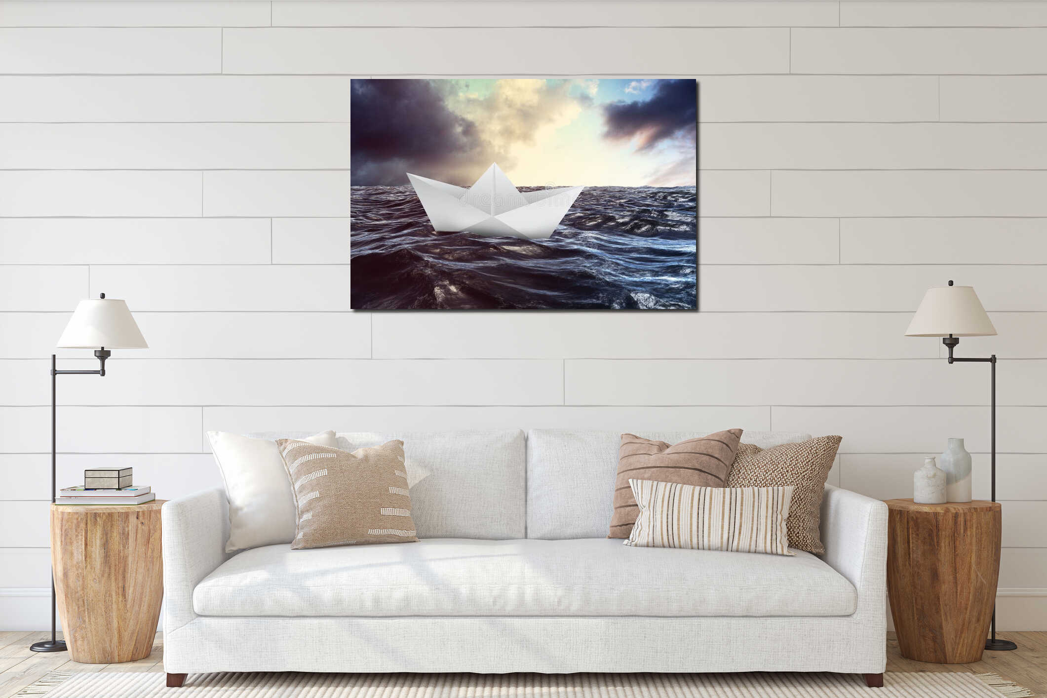 Canvas hanging interior mockup