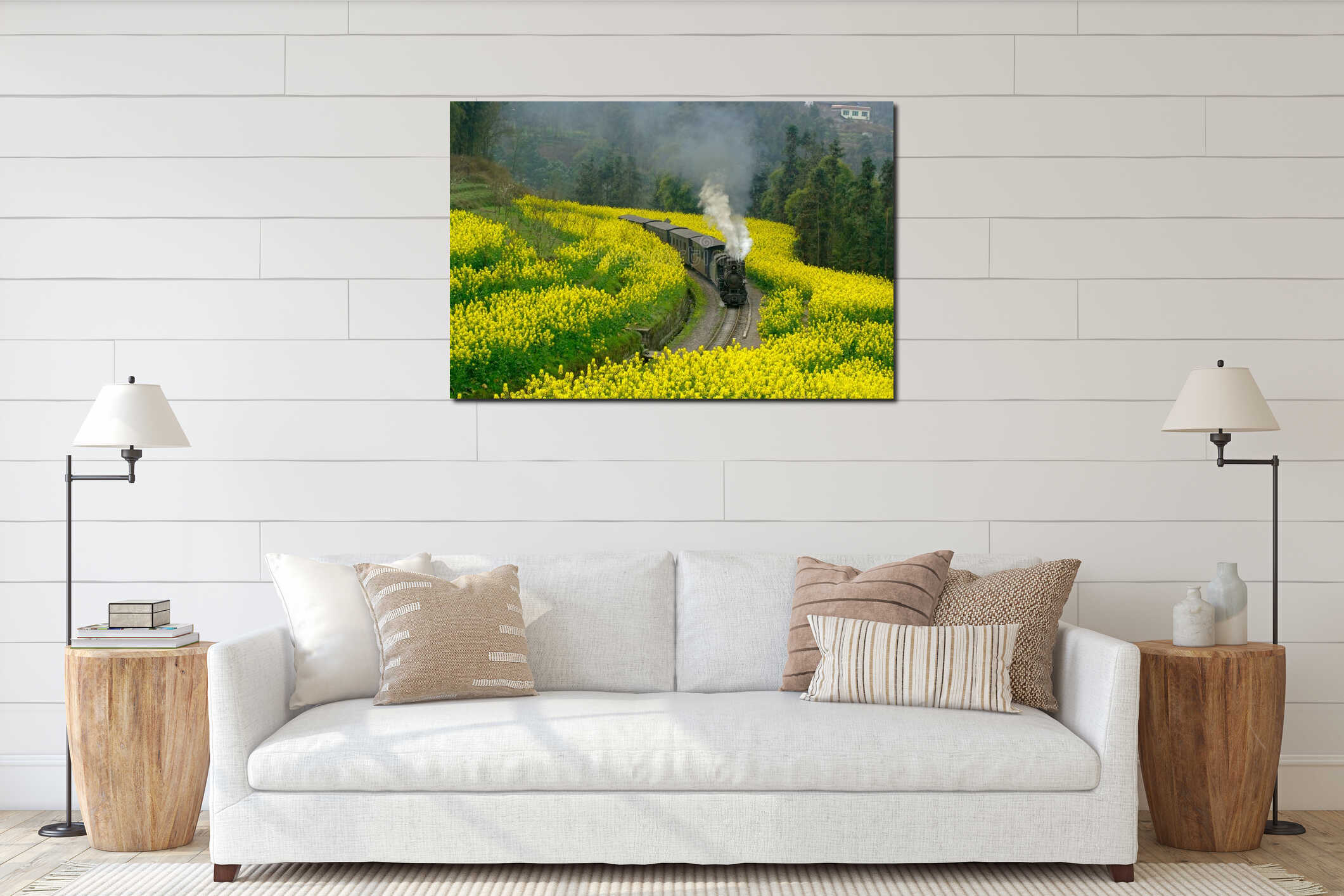 Canvas hanging interior mockup