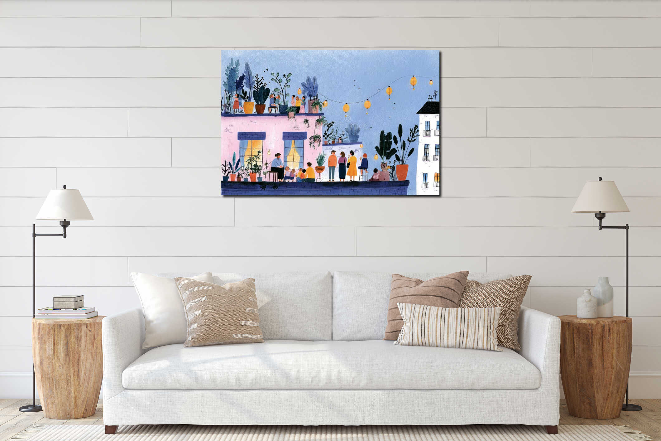 Canvas hanging interior mockup