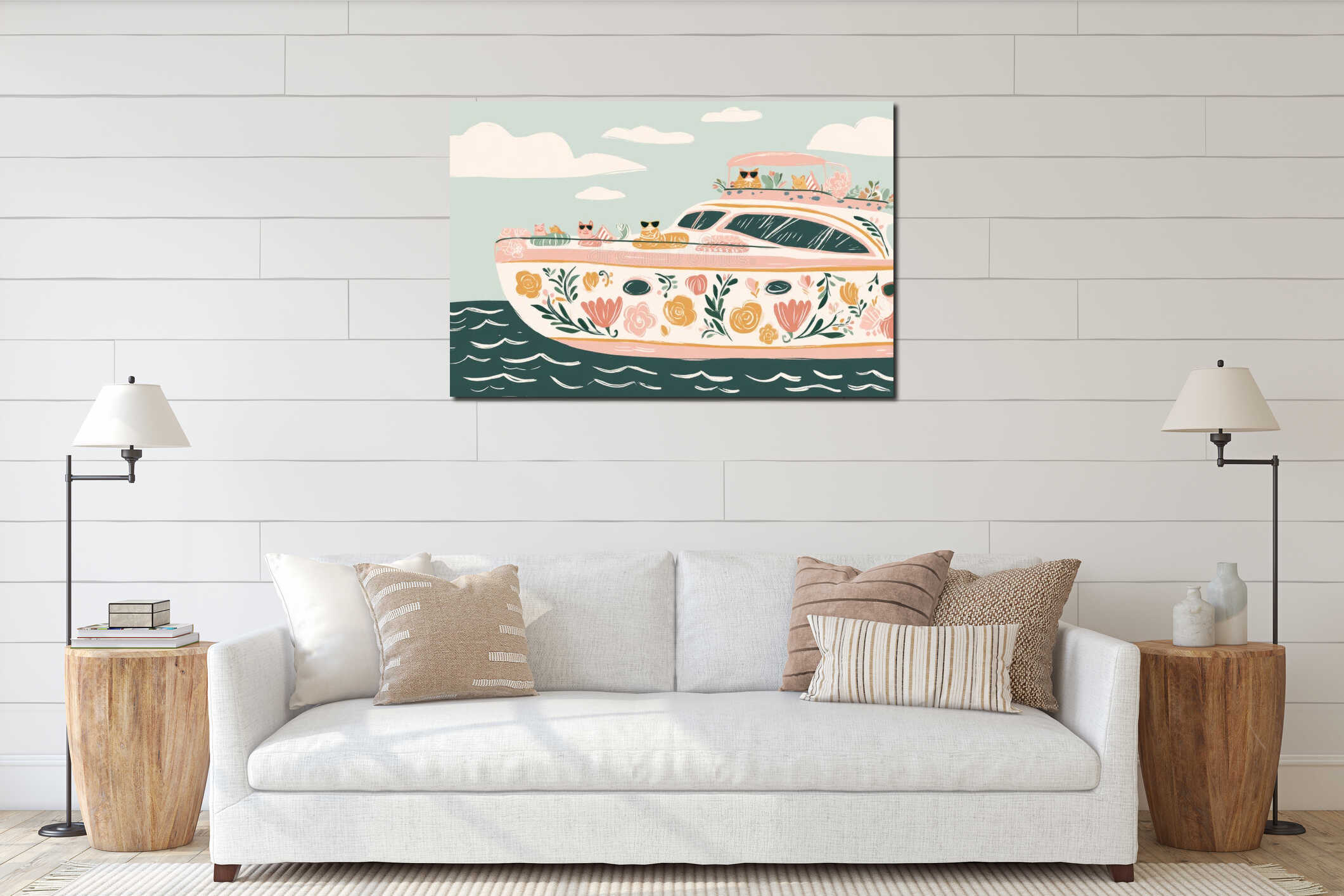 Canvas hanging interior mockup