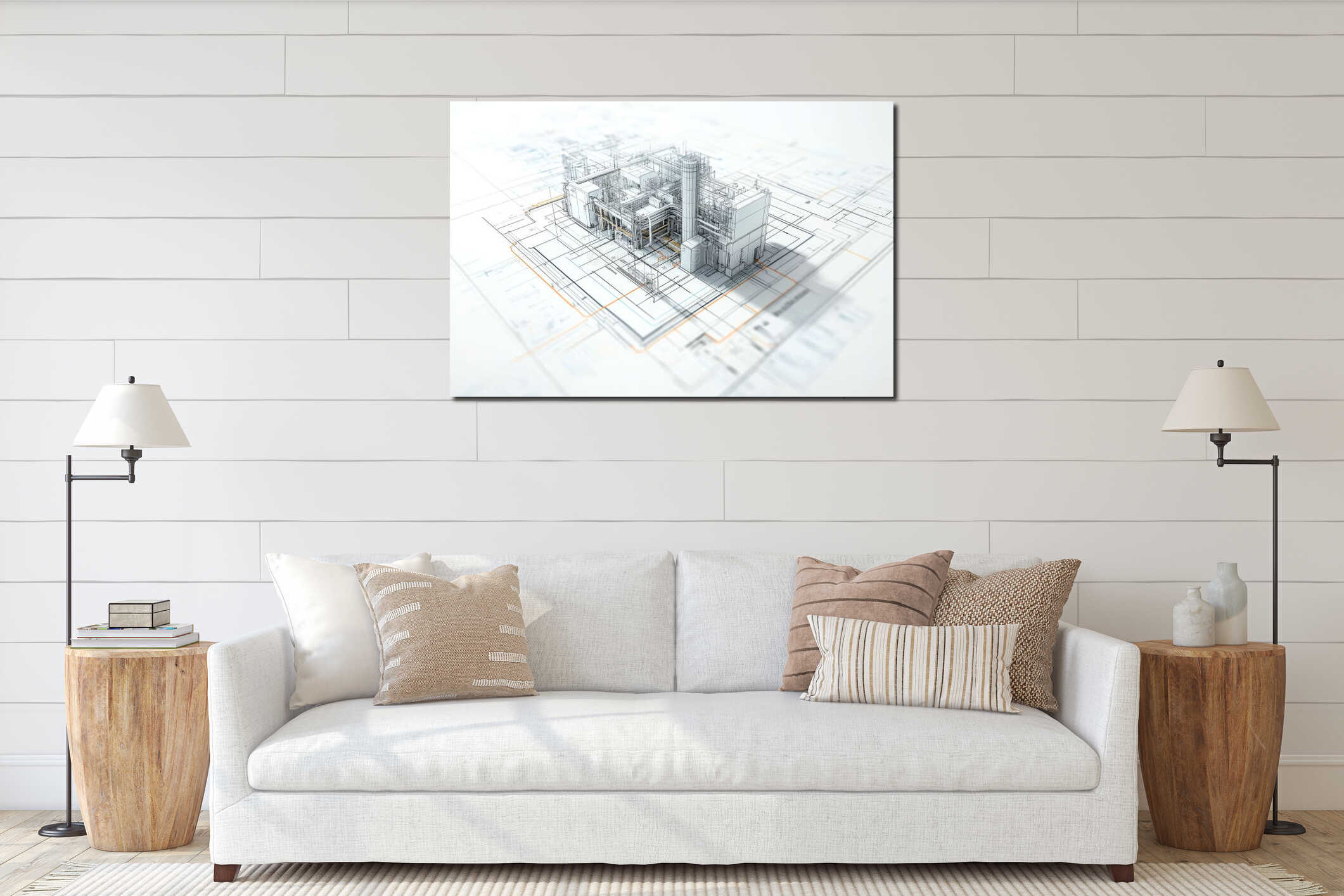 Canvas hanging interior mockup