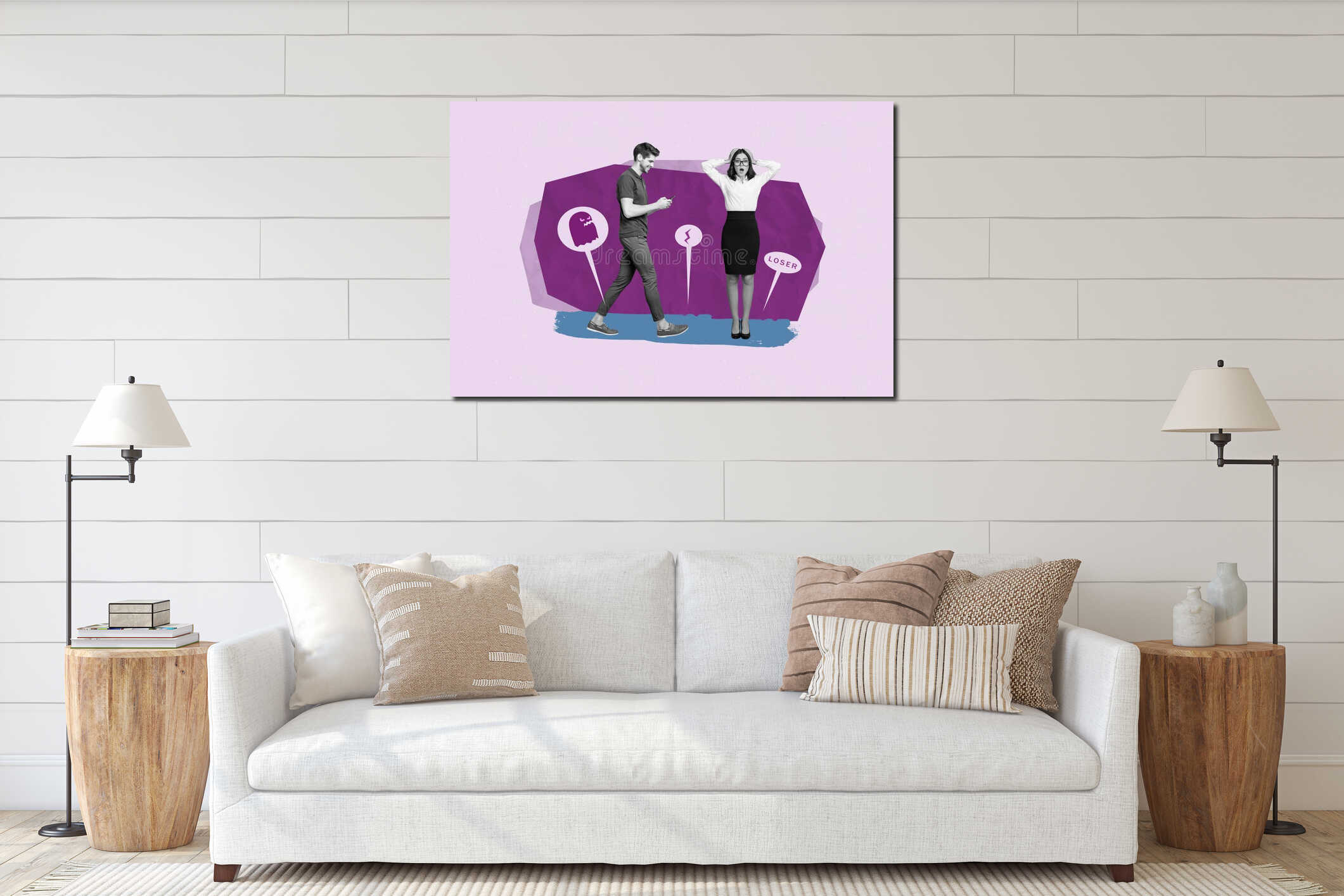 Canvas hanging interior mockup