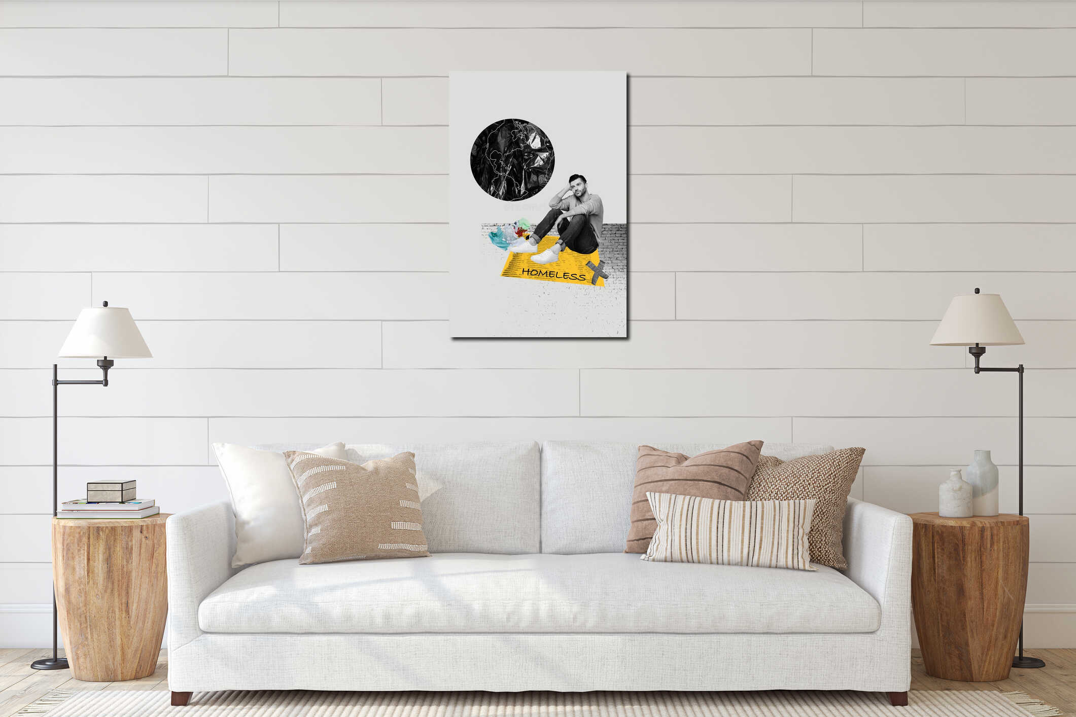 Canvas hanging interior mockup