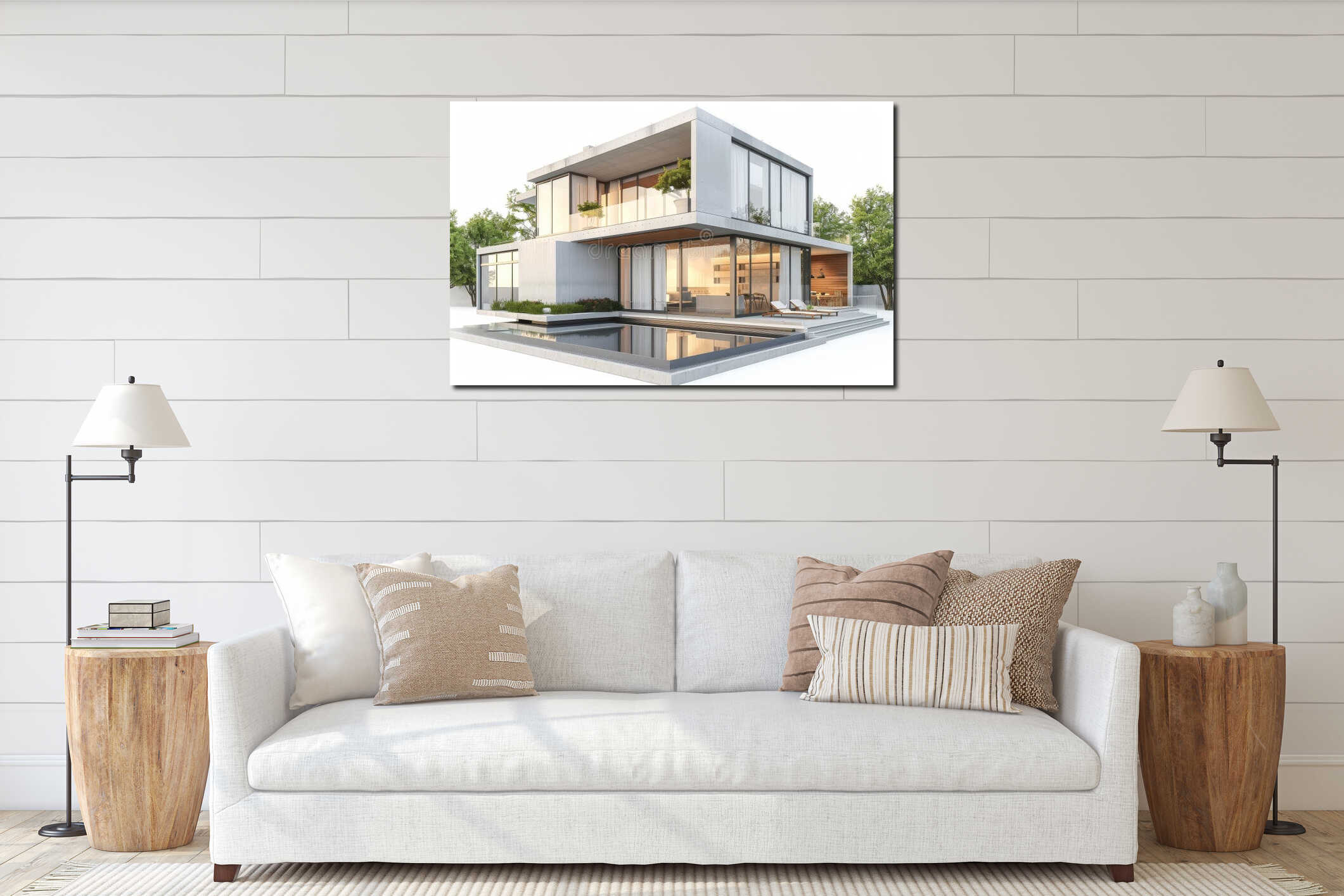 Canvas hanging interior mockup