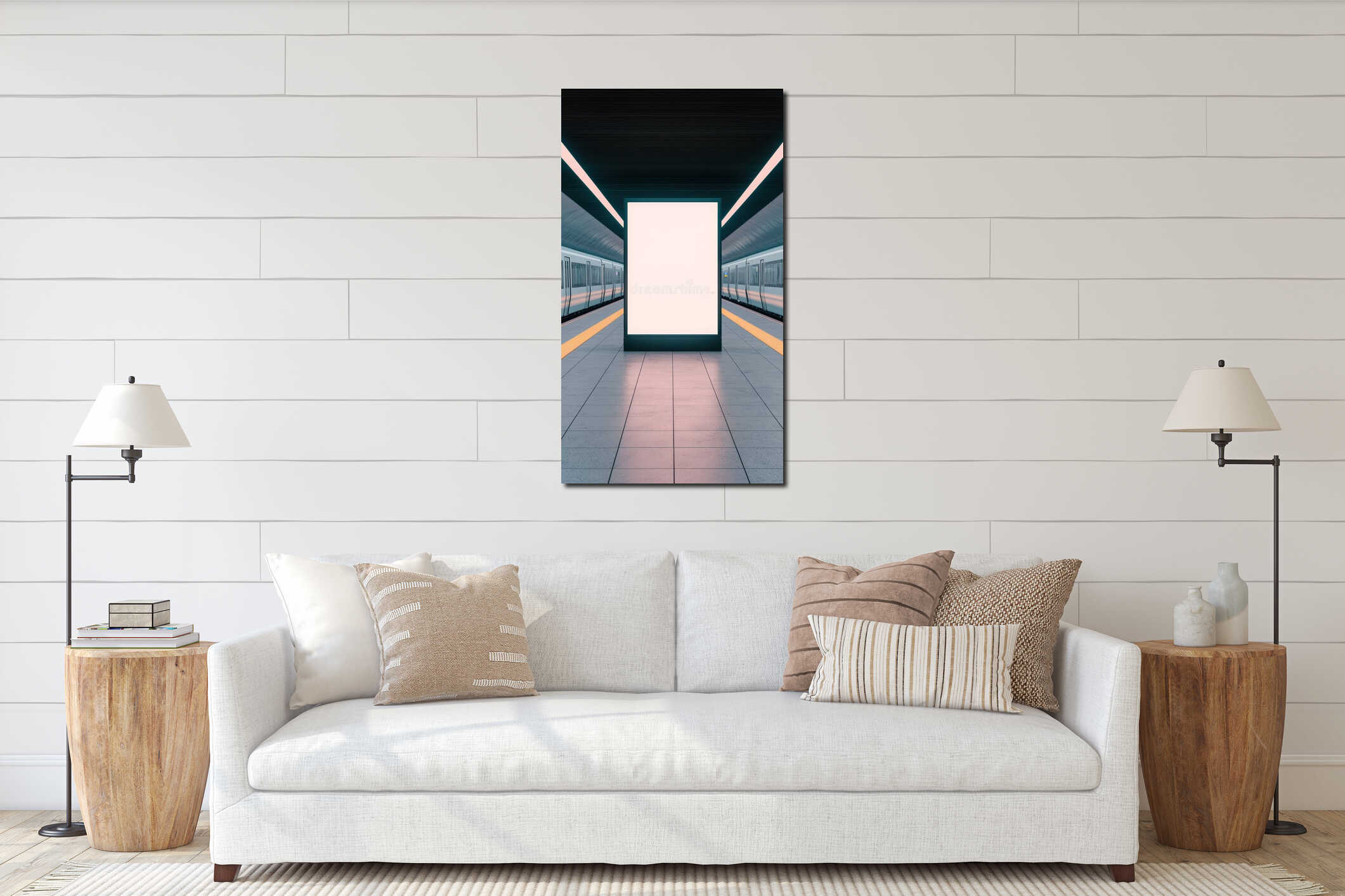 Canvas hanging interior mockup