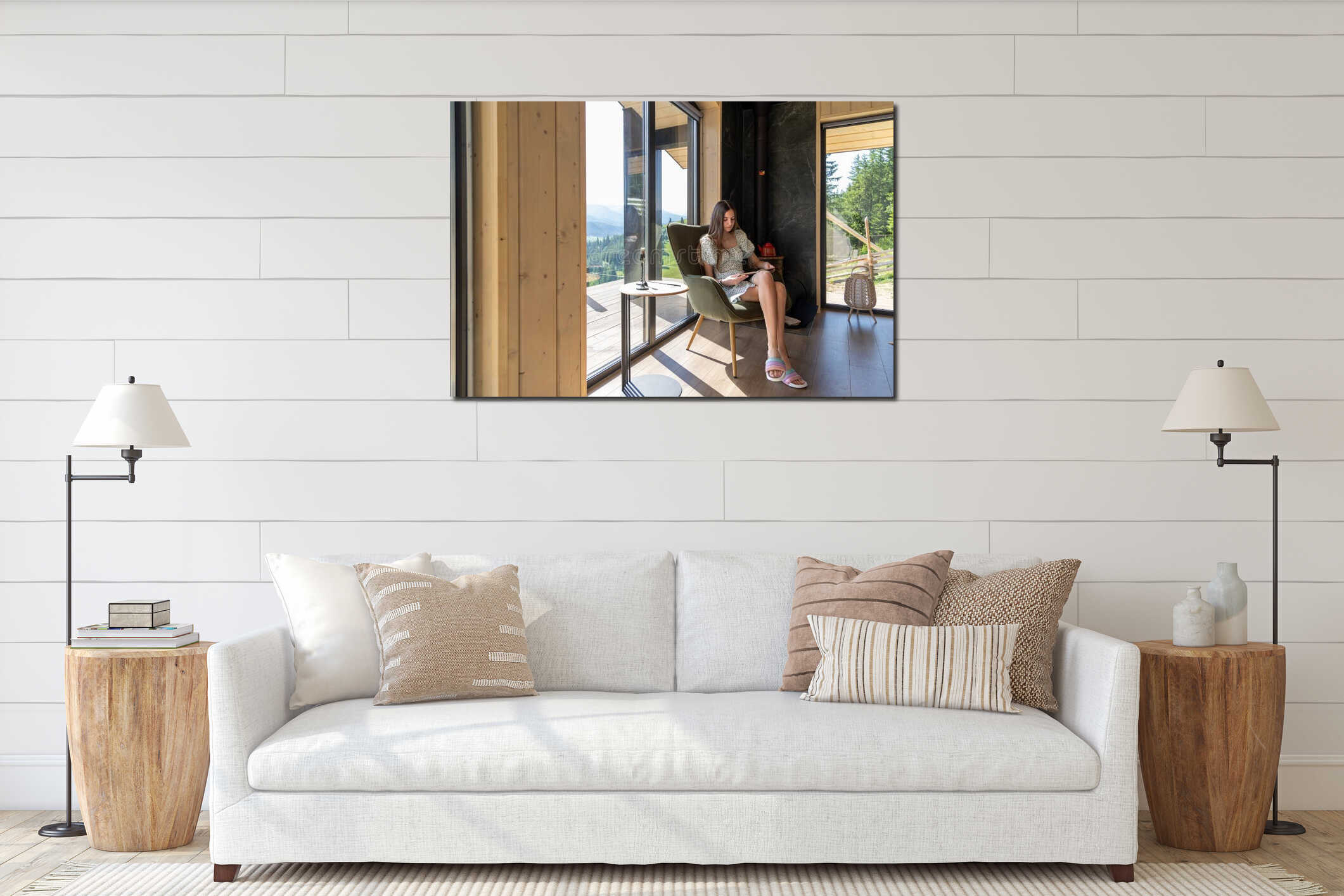 Canvas hanging interior mockup