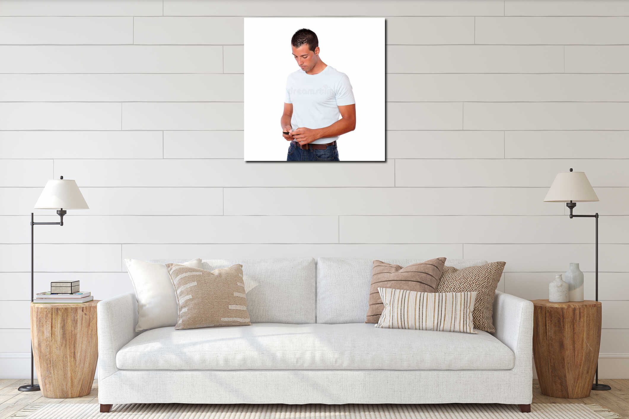 Canvas hanging interior mockup