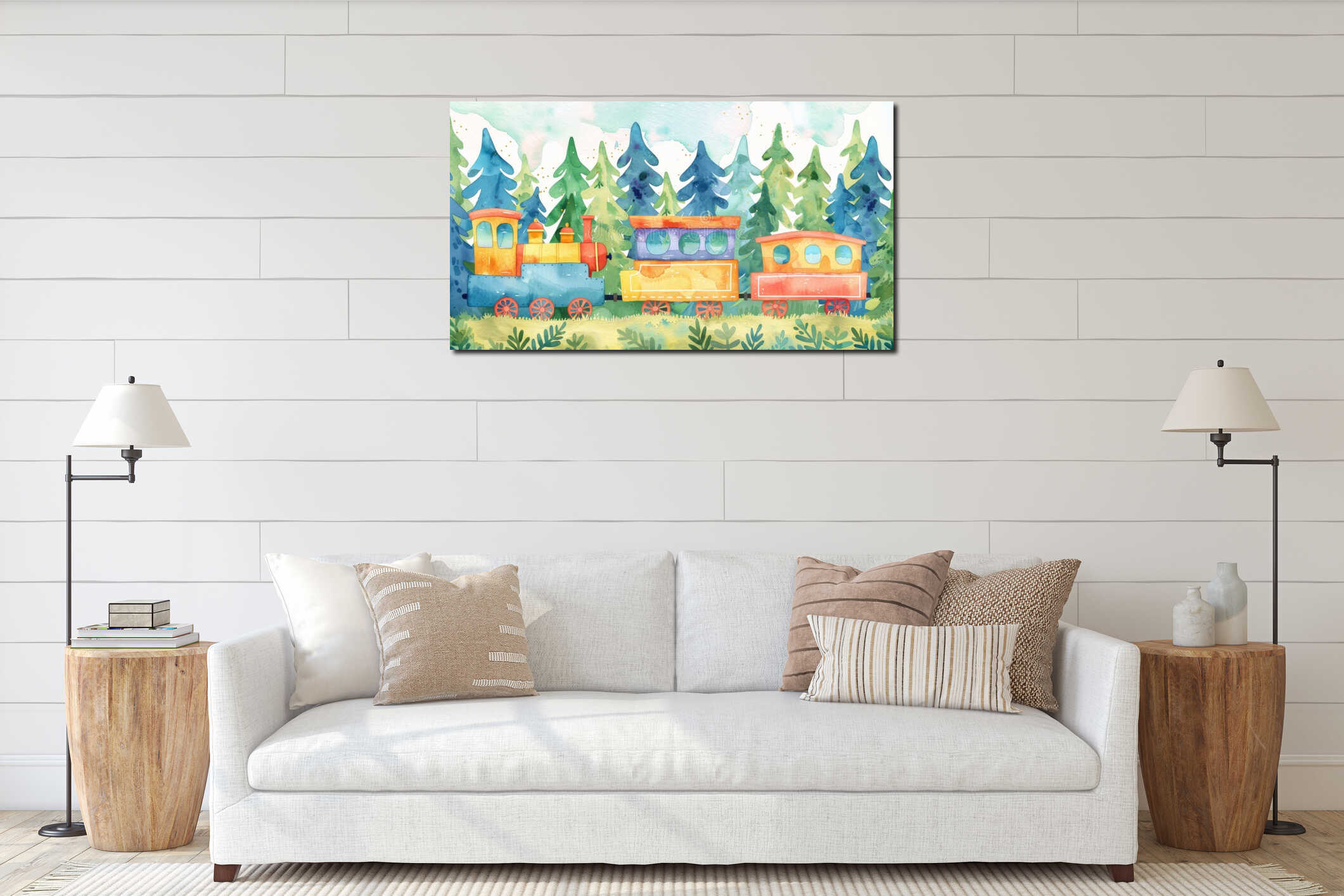 Canvas hanging interior mockup