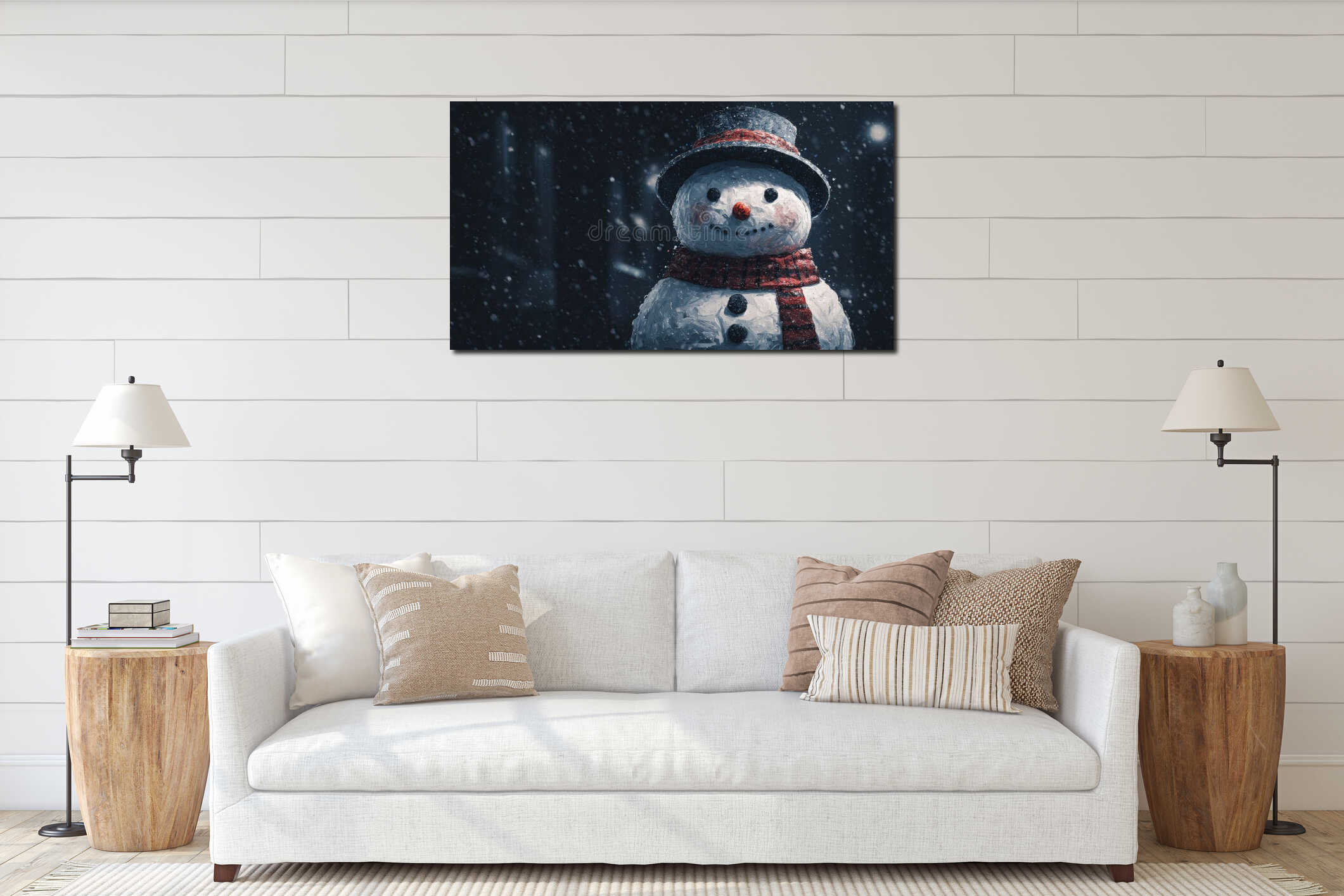 Canvas hanging interior mockup
