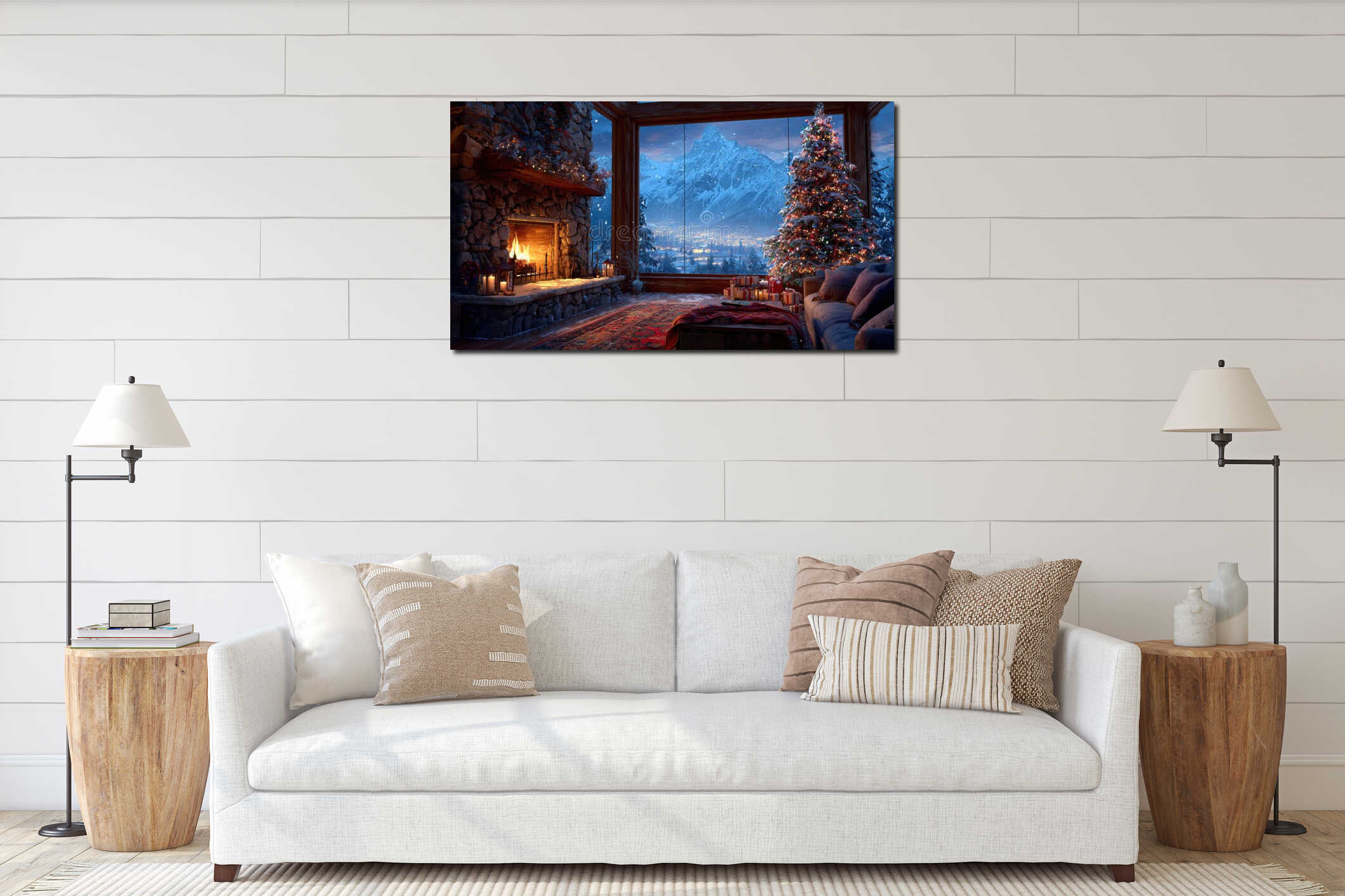 Canvas hanging interior mockup