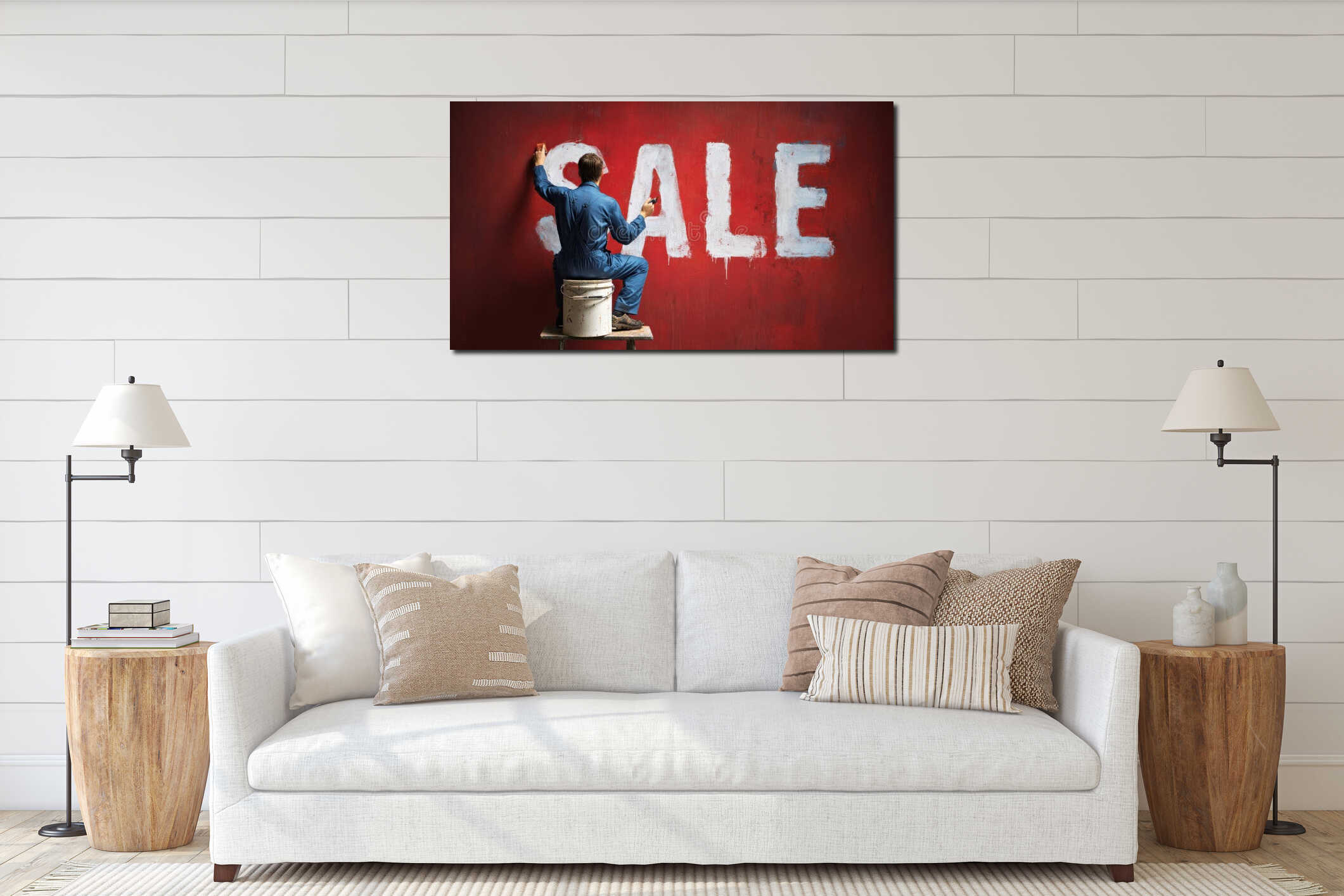 Canvas hanging interior mockup