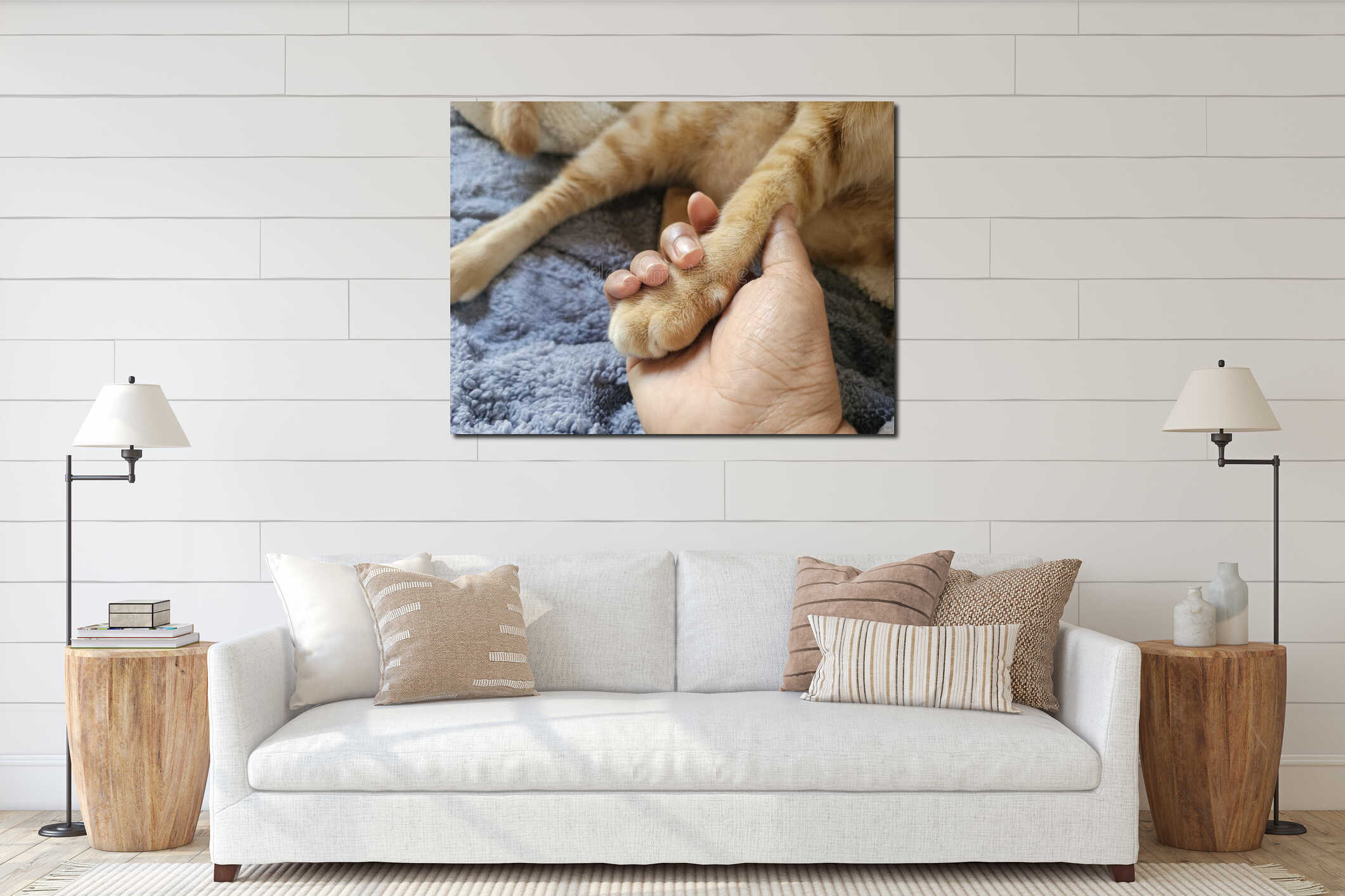 Canvas hanging interior mockup