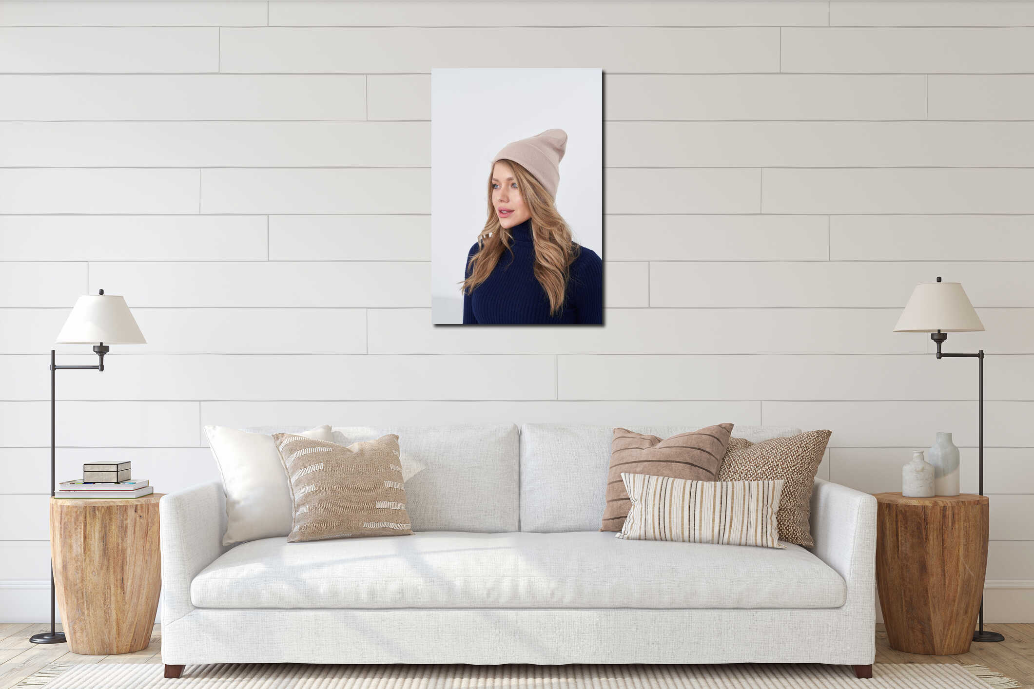 Canvas hanging interior mockup