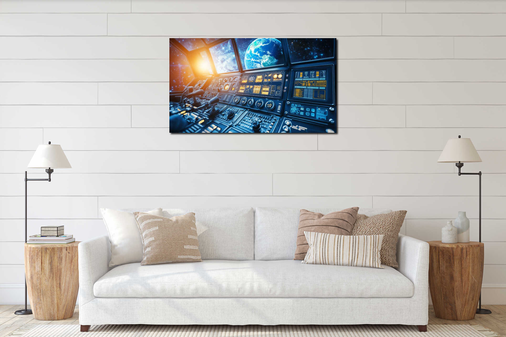 Canvas hanging interior mockup