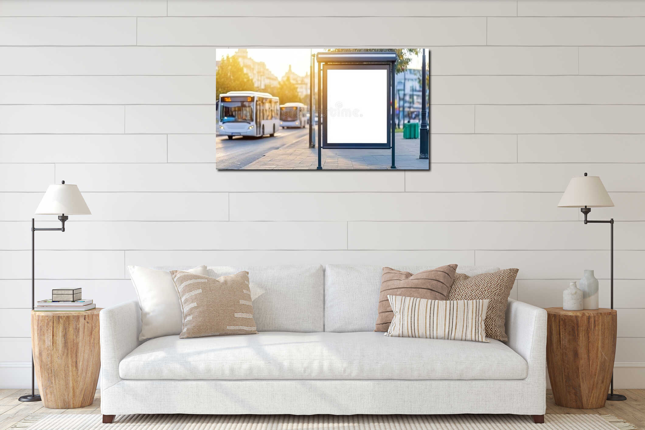 Canvas hanging interior mockup