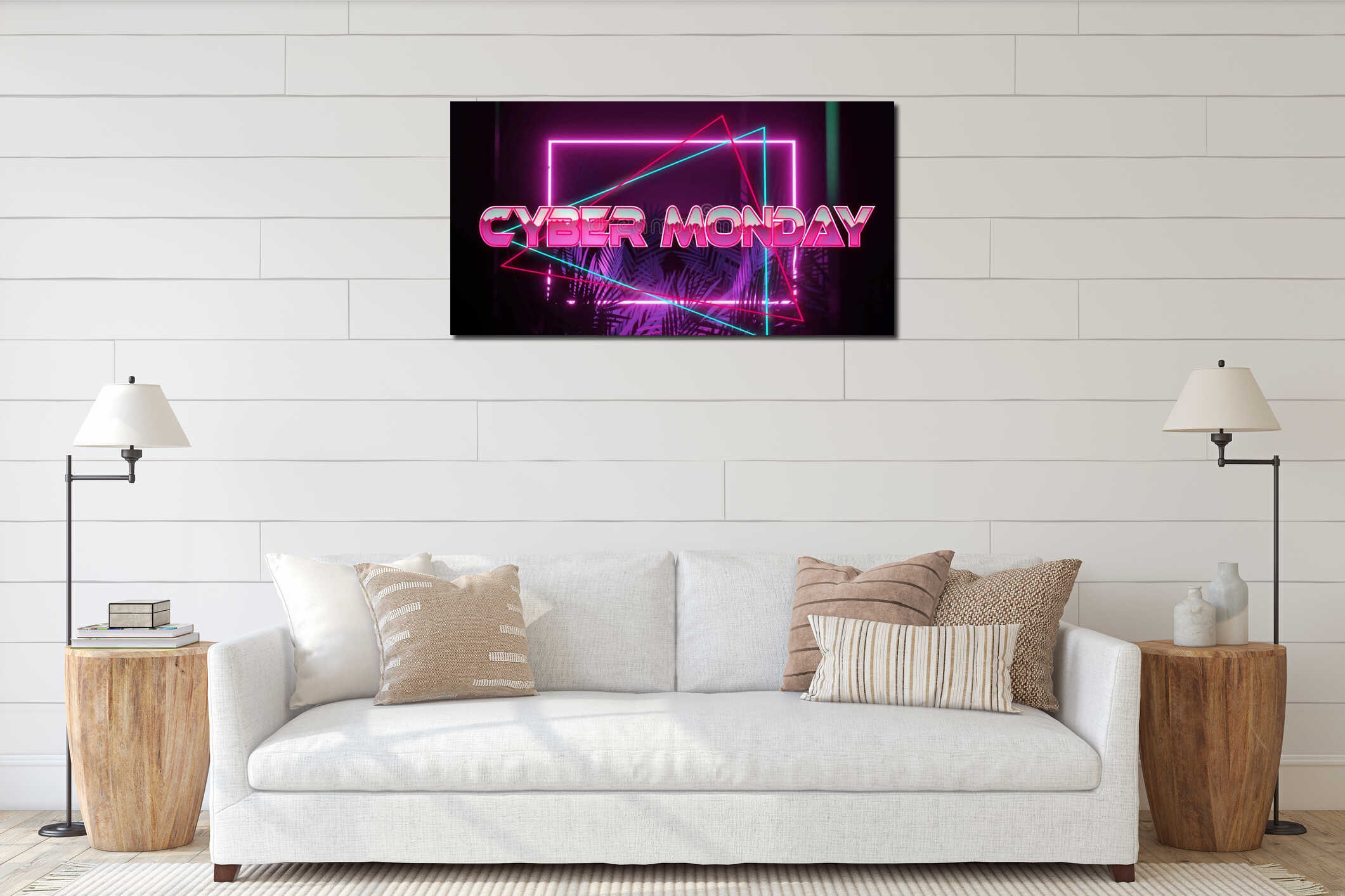 Canvas hanging interior mockup