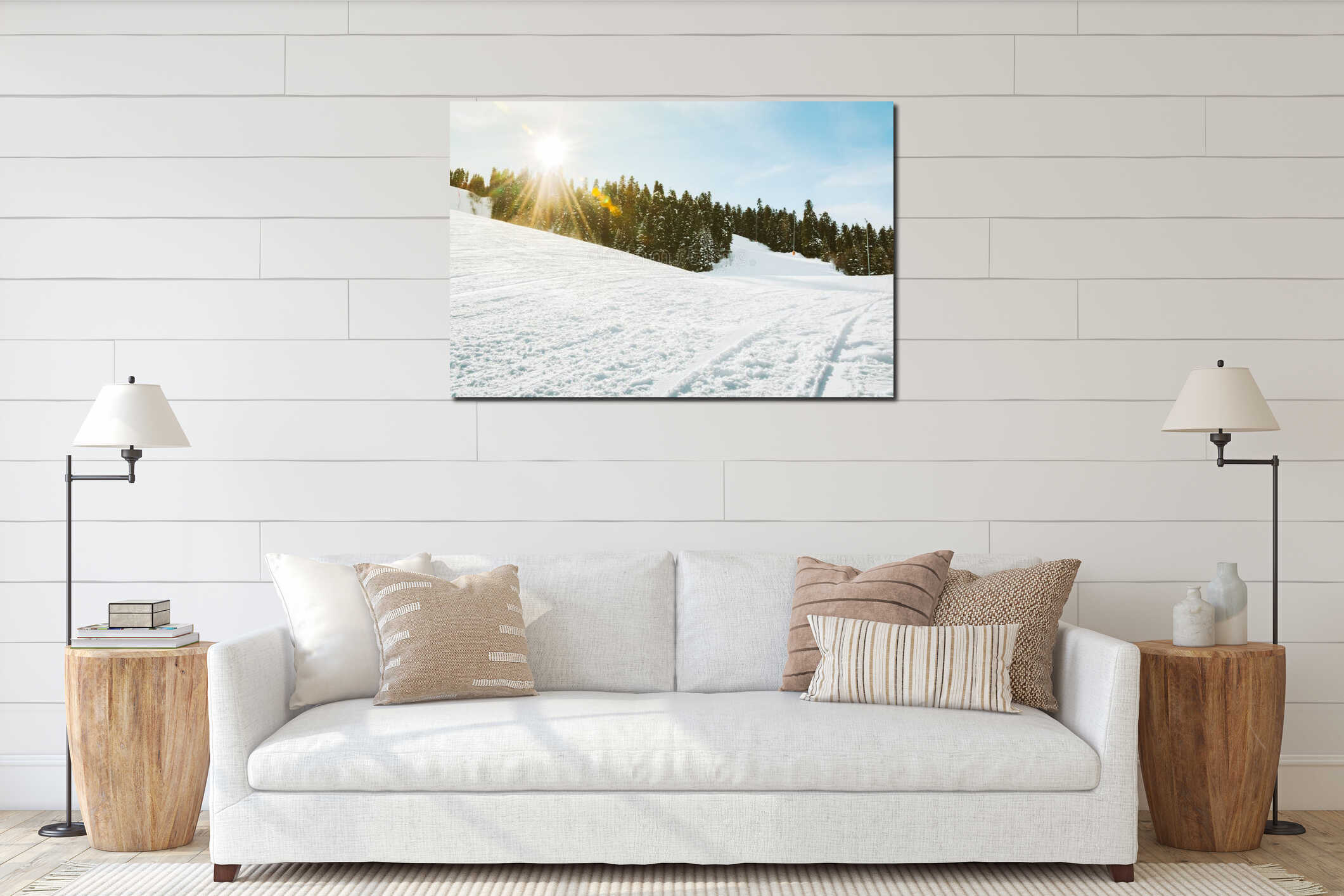 Canvas hanging interior mockup