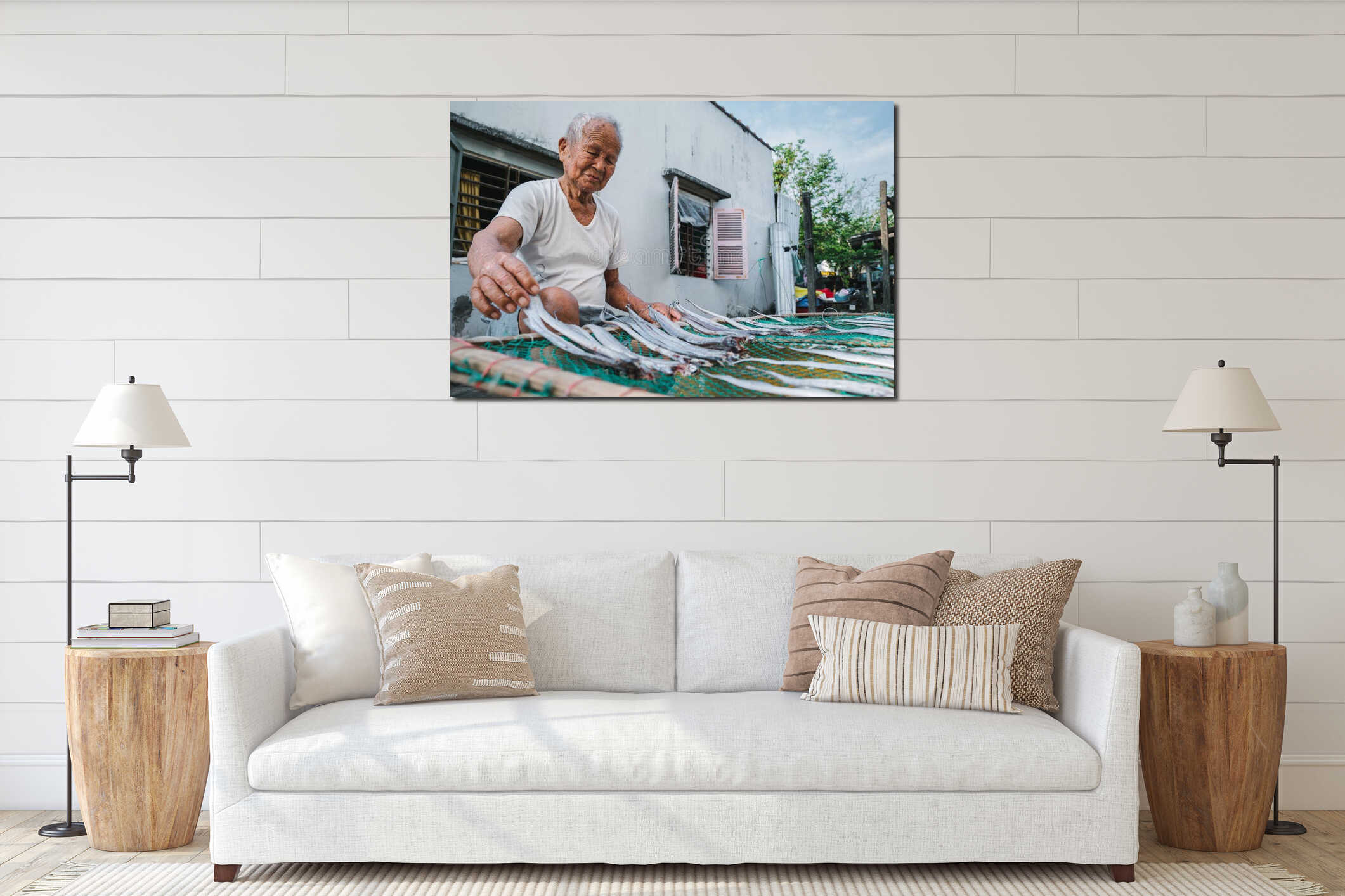 Canvas hanging interior mockup