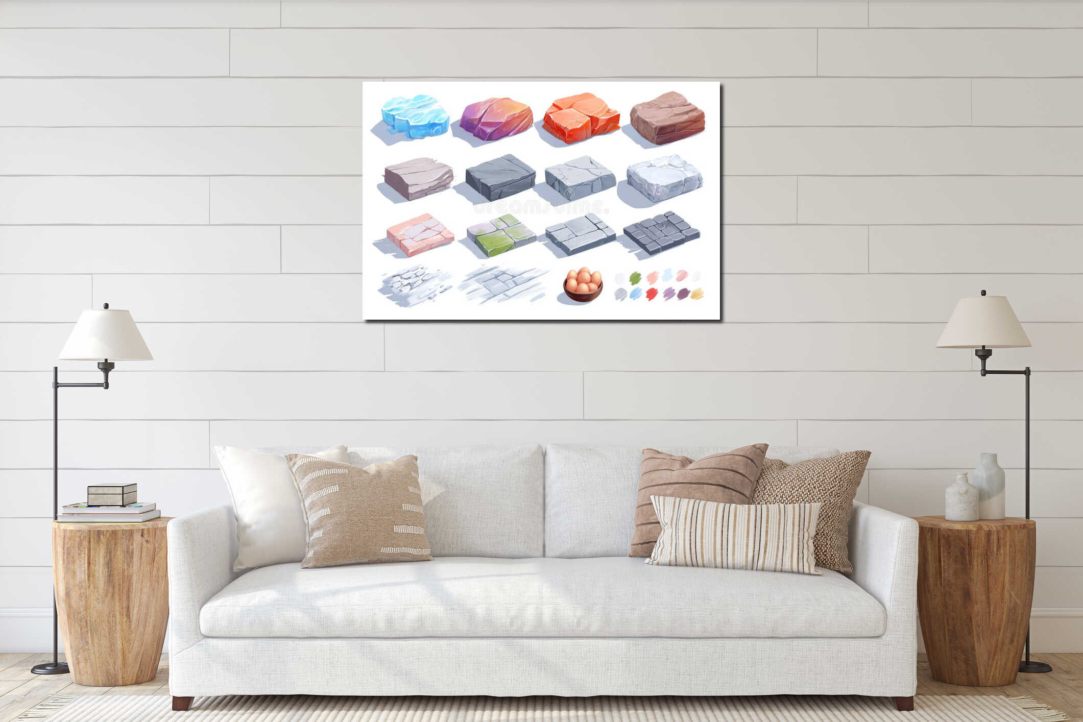 Canvas hanging interior mockup