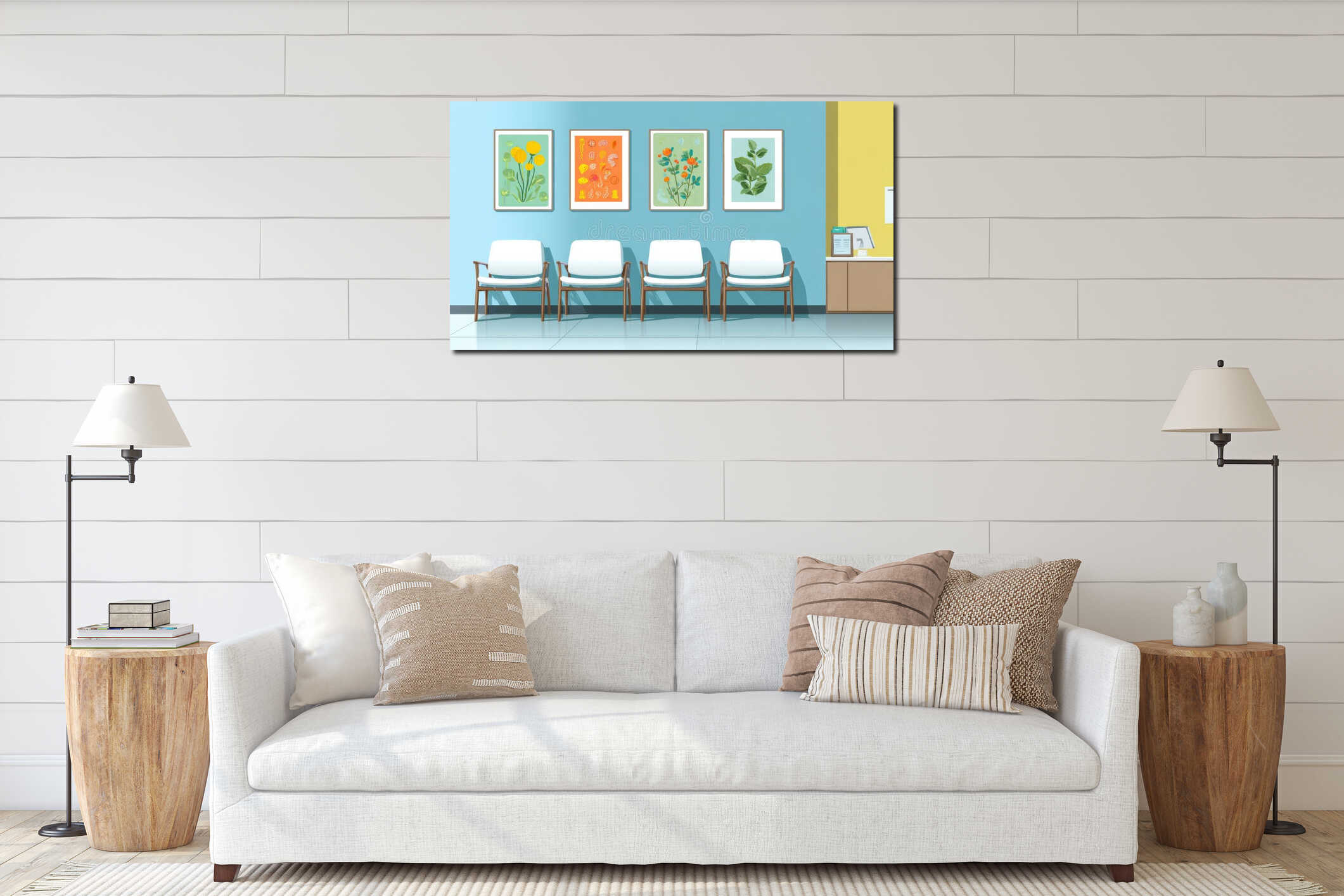 Canvas hanging interior mockup