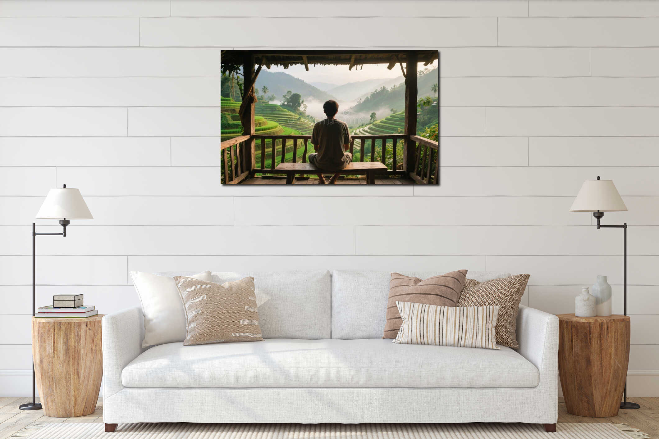 Canvas hanging interior mockup