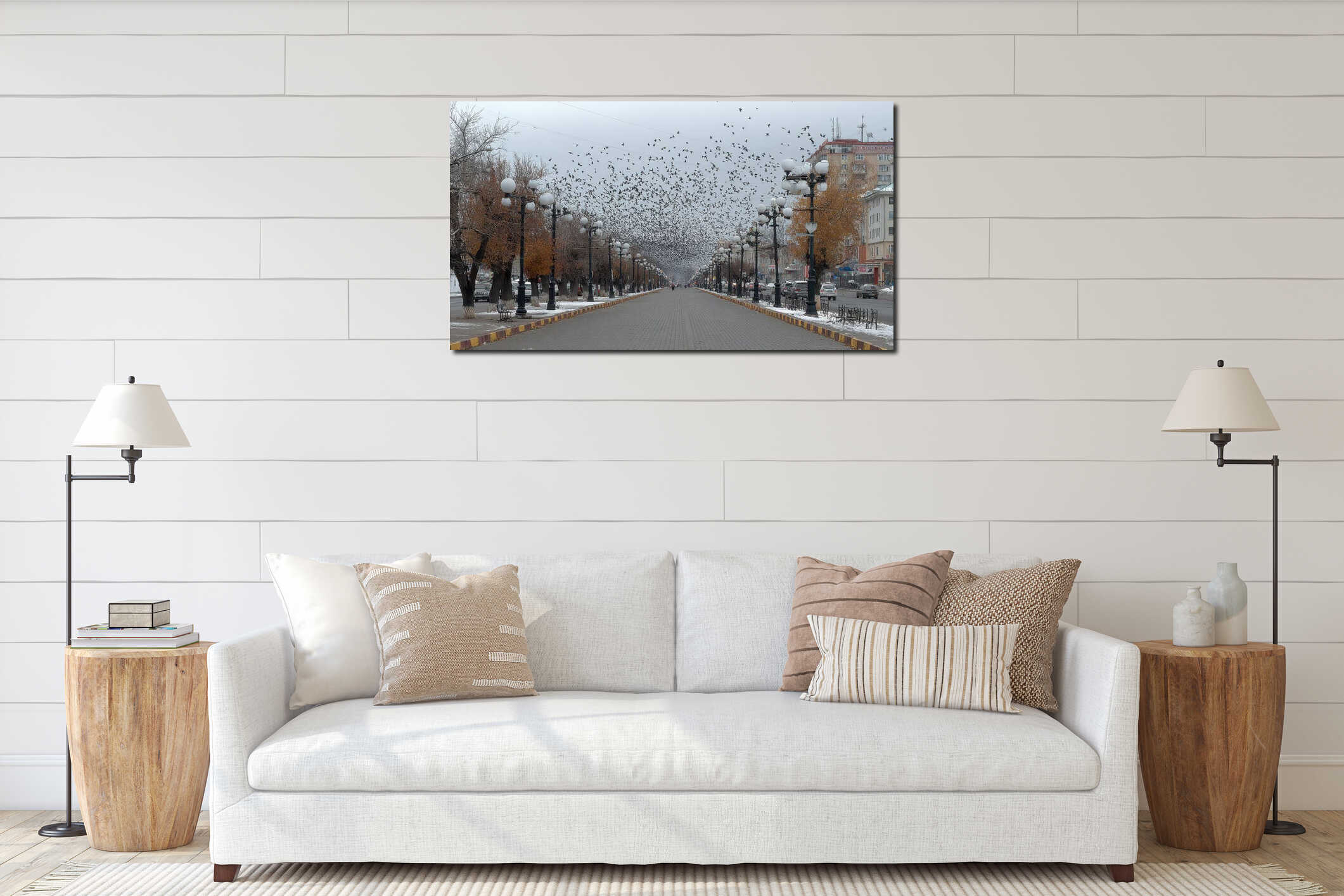 Canvas hanging interior mockup