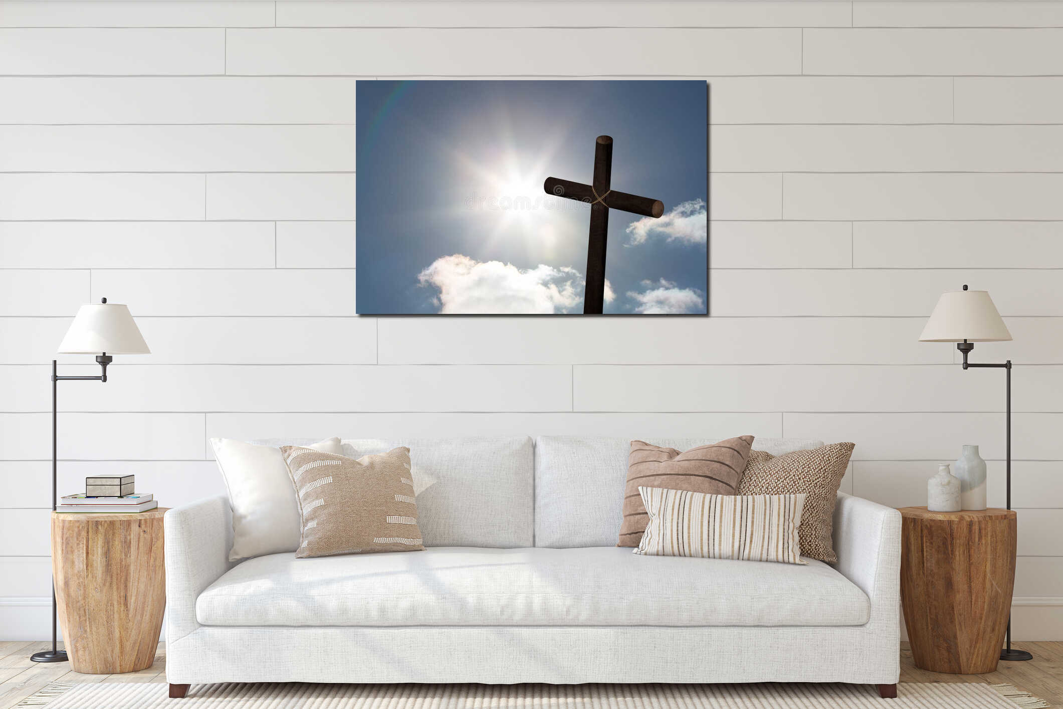 Canvas hanging interior mockup
