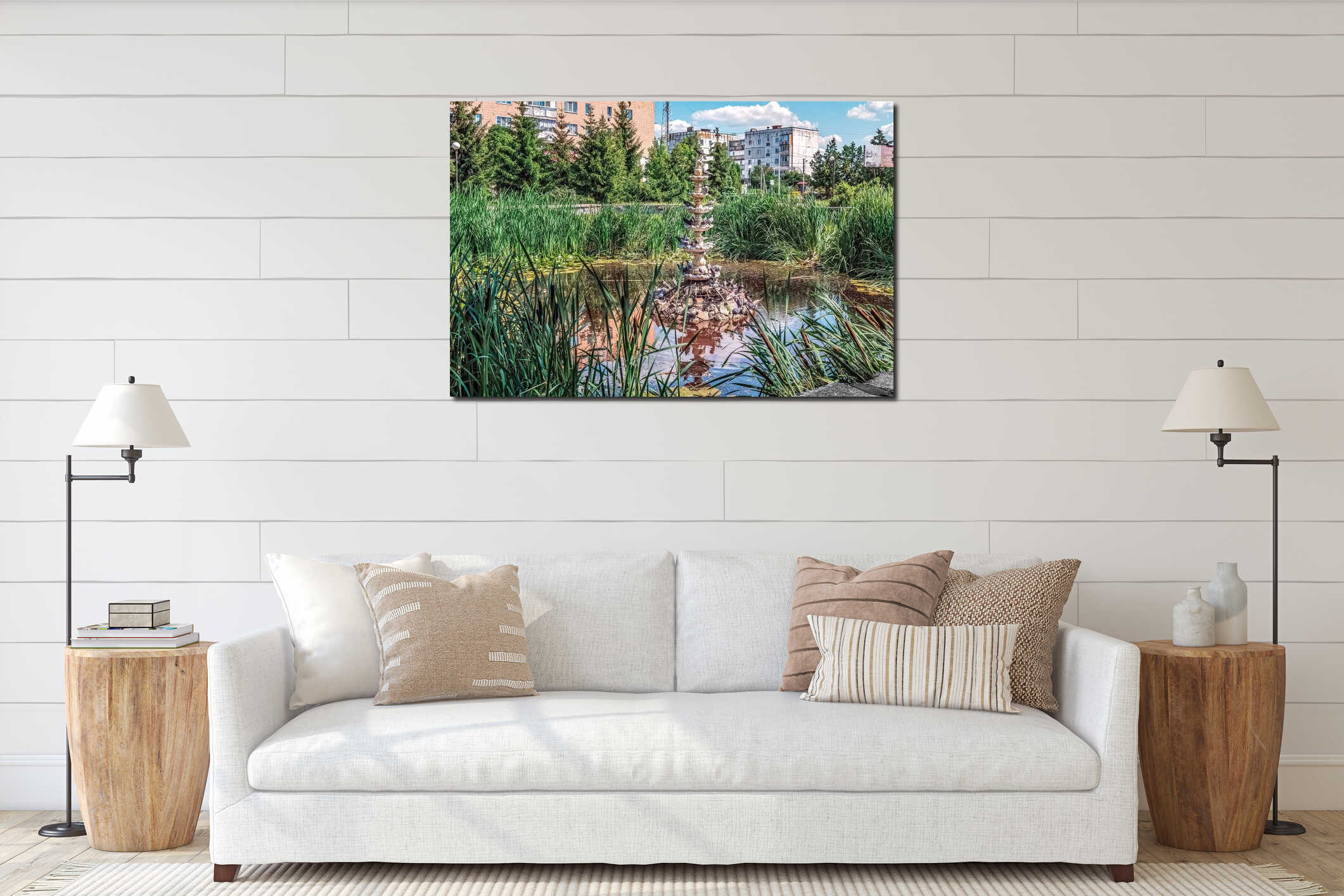 Canvas hanging interior mockup
