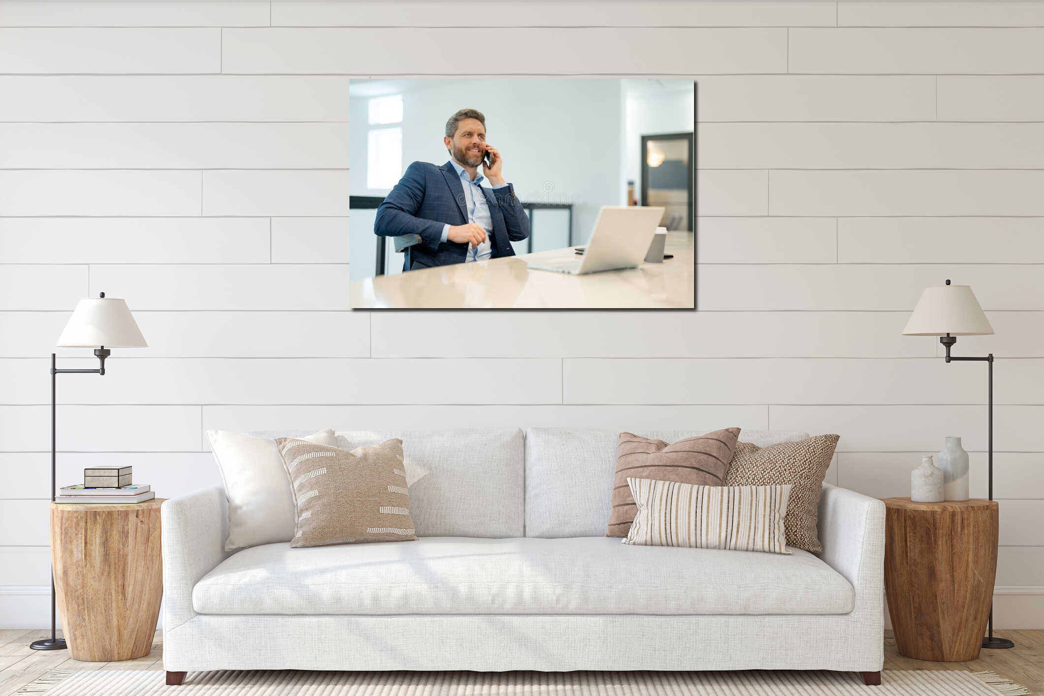 Canvas hanging interior mockup