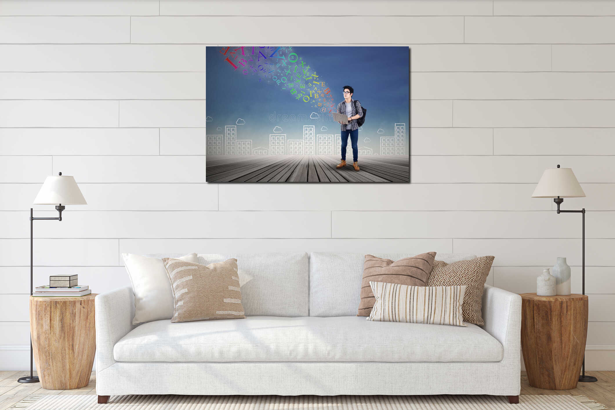 Canvas hanging interior mockup
