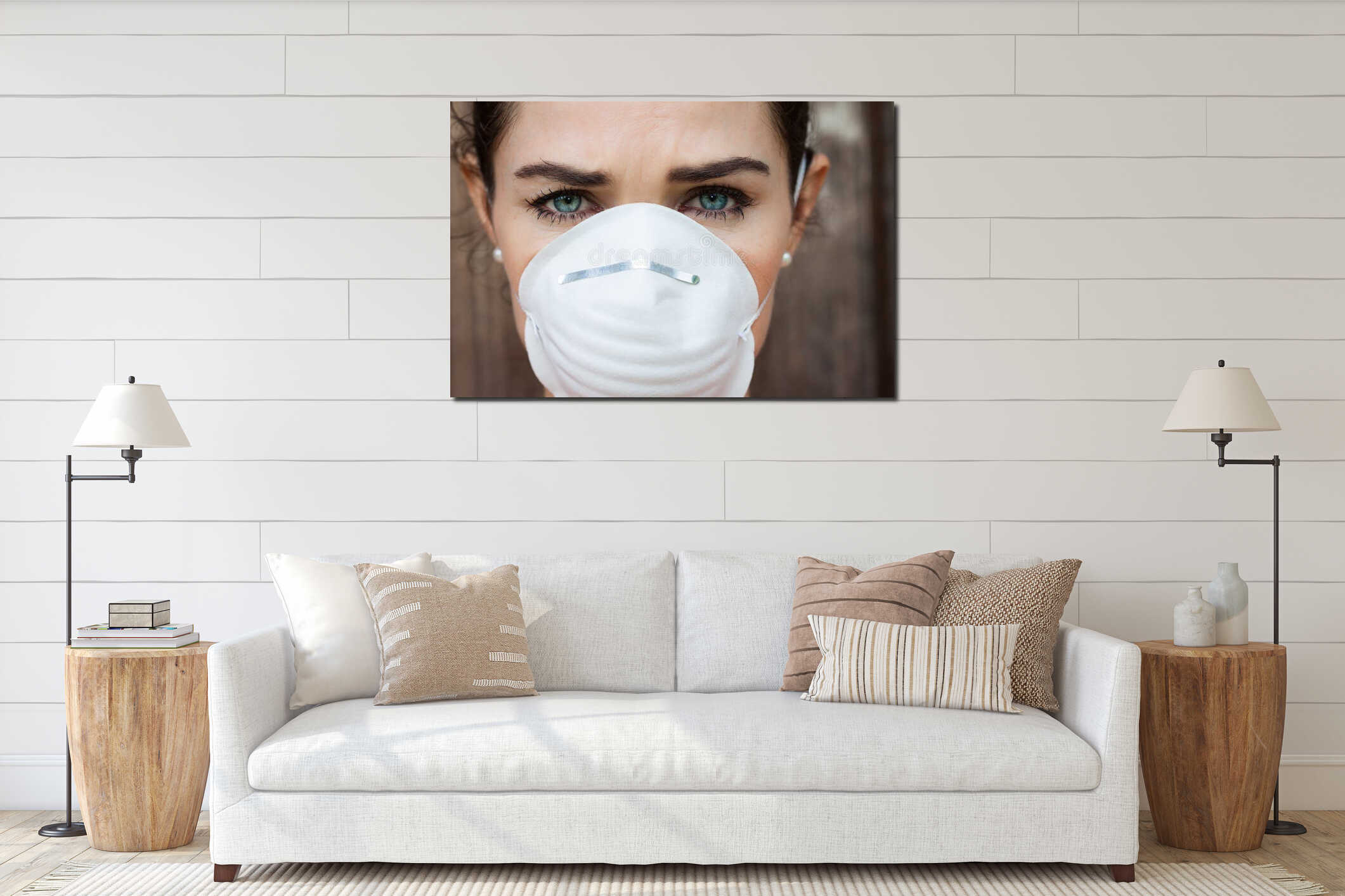 Canvas hanging interior mockup